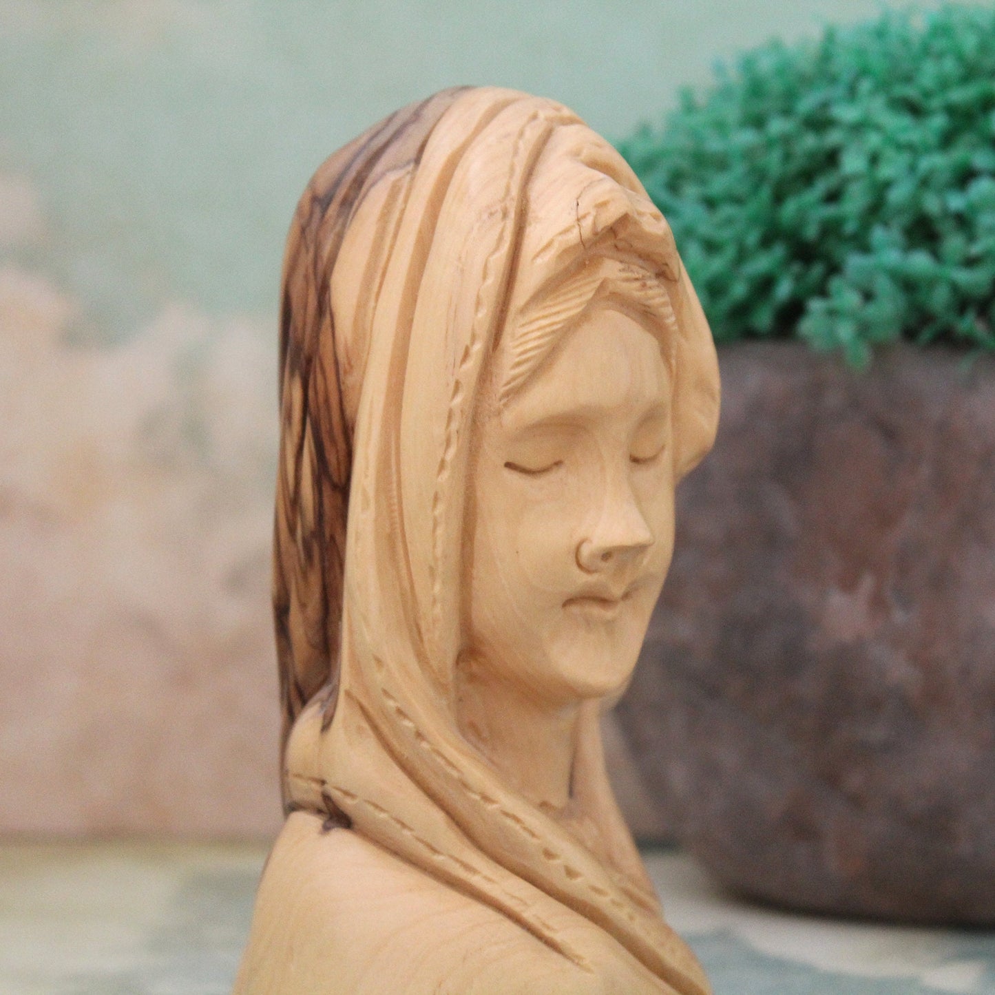 Handmade Olive Wood Virgin Mary Sculpture Figure, Perfect Religious Gift, Housewarming Gift, New Home Gift and Home Decor