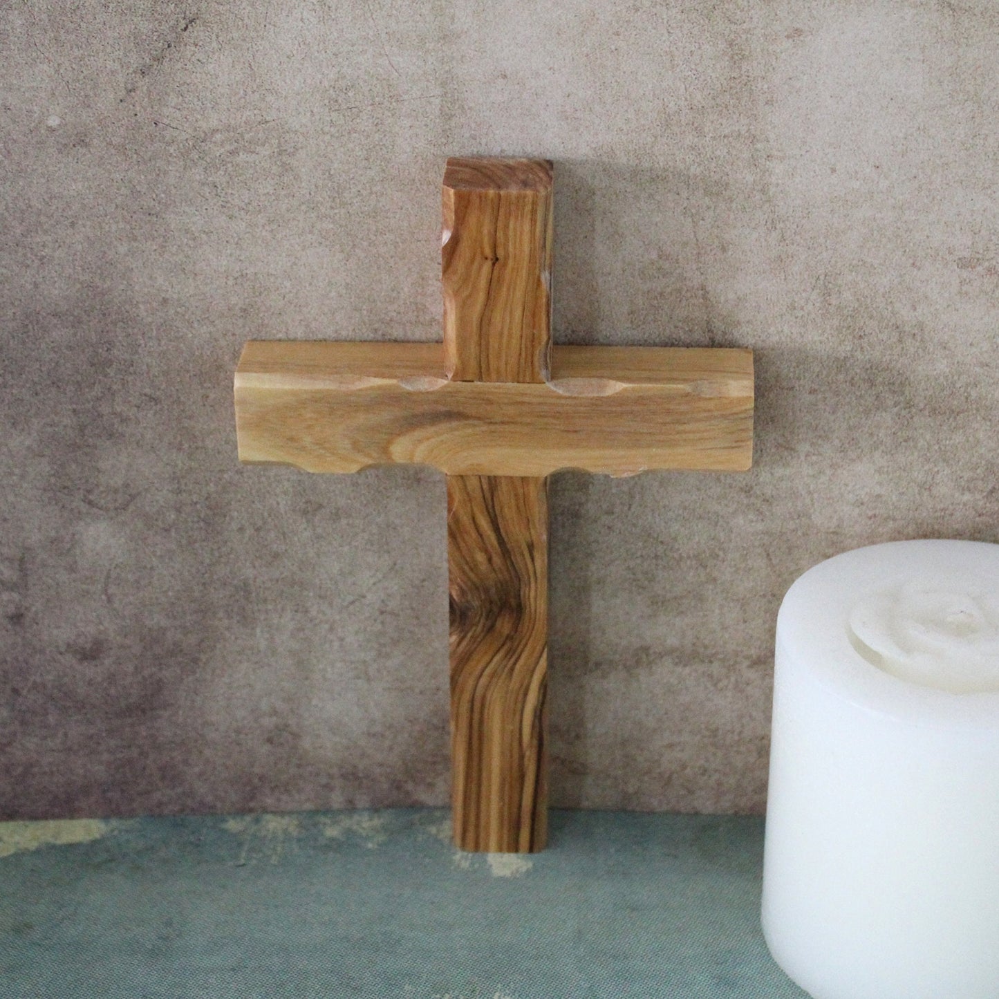 7.5' Olive Wood Cross (Wavy Edge), Confirmation Cross, Holy Wall Cross, Hand Made Religious Decor From the Holy Land, Christian Gift