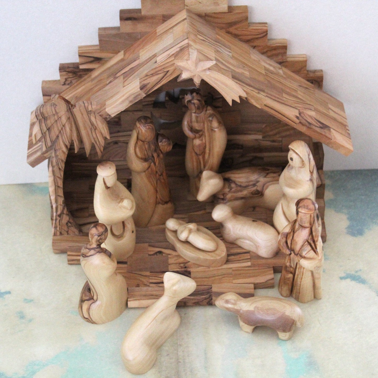 12 Pieces, Handmade Olive wood Nativity Set Made in The Holy land, Home Decor Nativity Christmas Scene Gift, Religious Gift, Nativity Gift