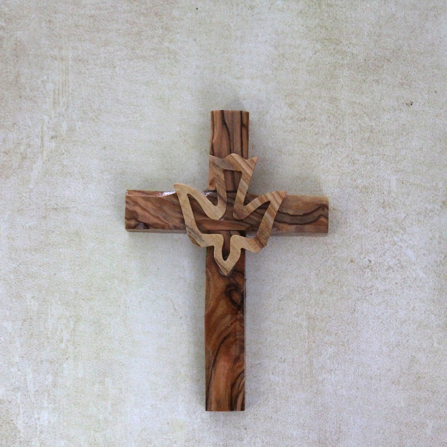 4.5" Handmade Olive Wood Dove Wall Cross Made in Jerusalem the Holy Land, Jesus Christ Crucifix, Hanging Cross Wall, Cross Wall Décor
