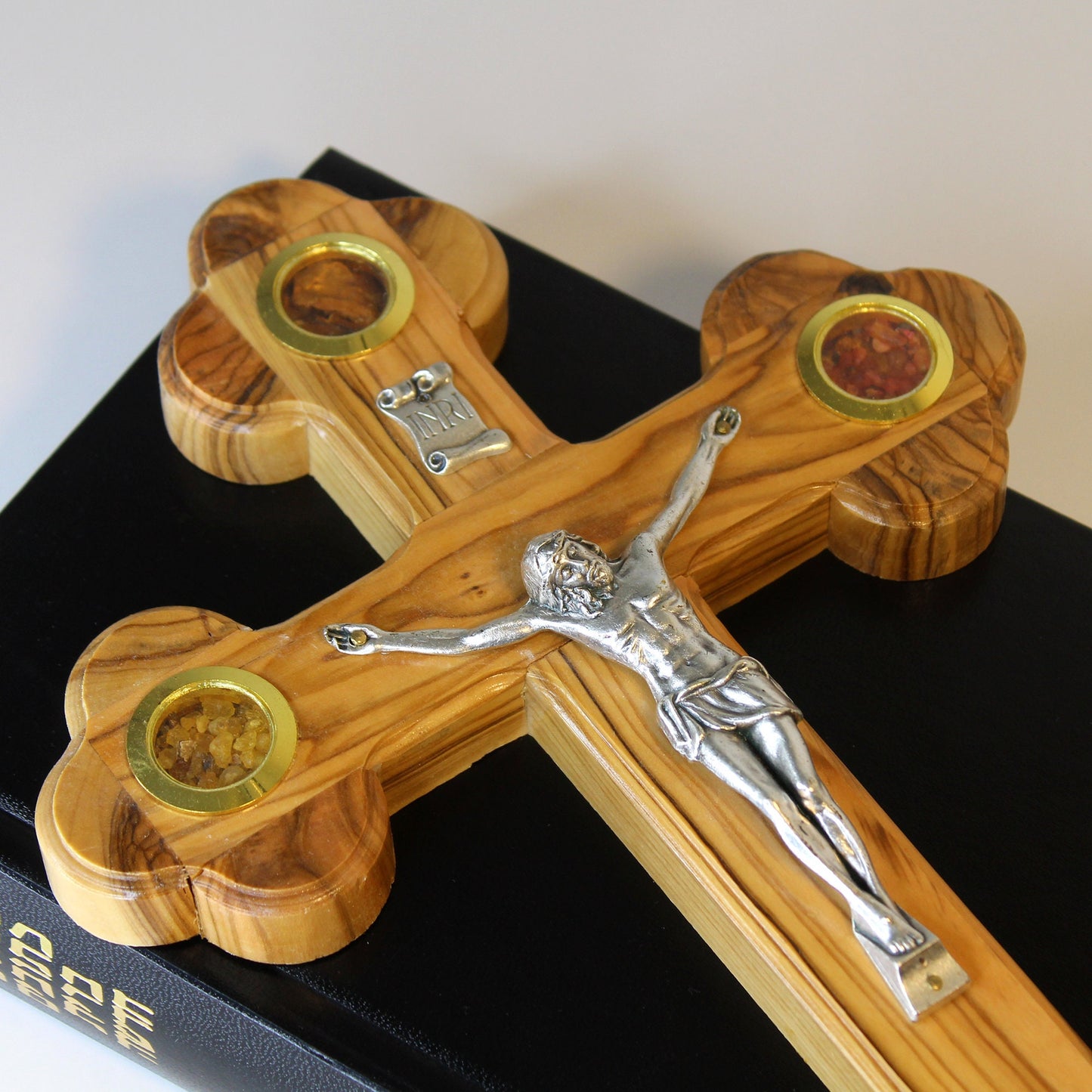11" Olive Wood Wall Cross Jesus Catholic Crucifix, Blessing Holy Cross Handmade In Jerusalem The Holy Land