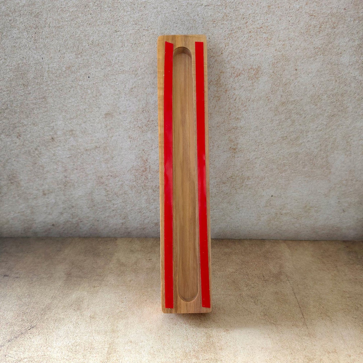 17cm / 6.69" Olive Wood Mezuzah Case from Jerusalem With the Letter "SHIN" in Bronze, Gift for Jewish Housewarming, Scroll Up to 15cm / 5.9"