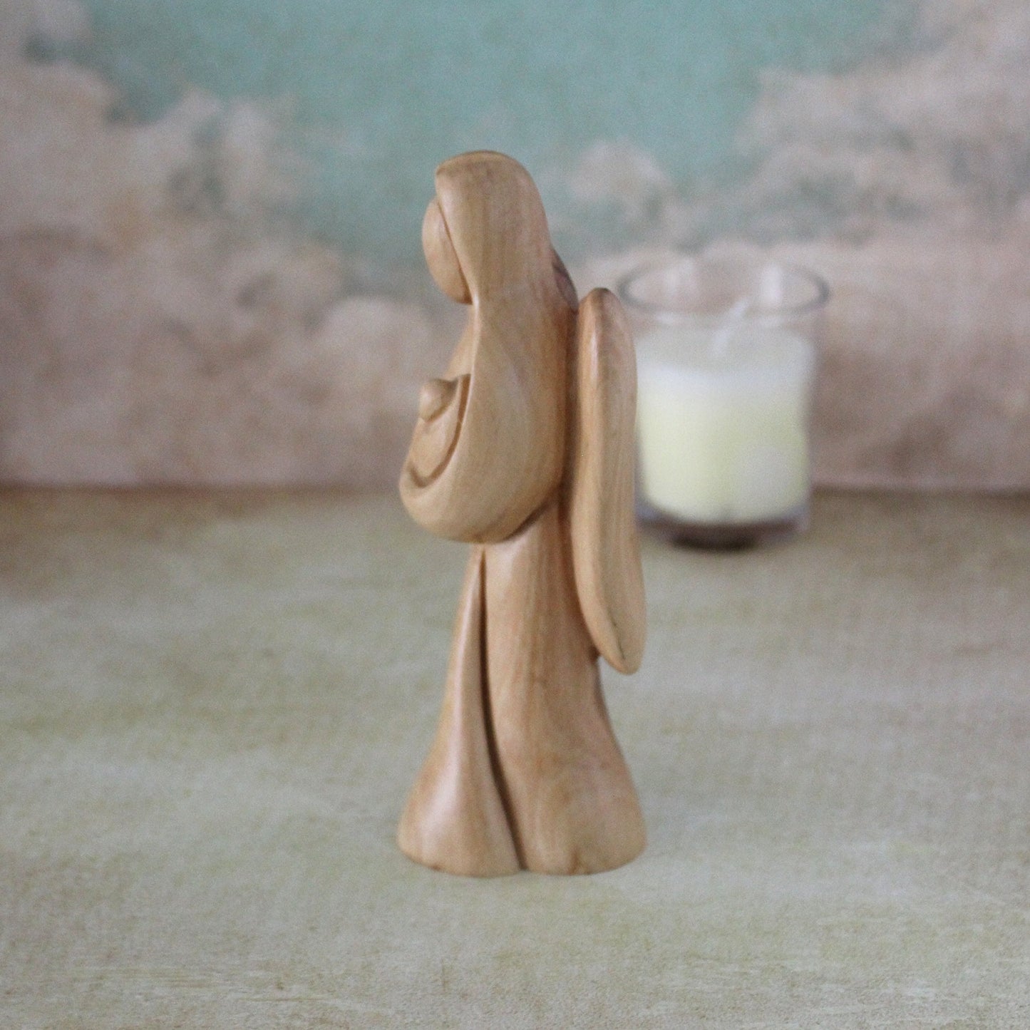 Divine Guardian: Handcrafted Wooden Angel Statue - Religious Christmas Gift and Confirmation Keepsake - Heavenly Religious Collection