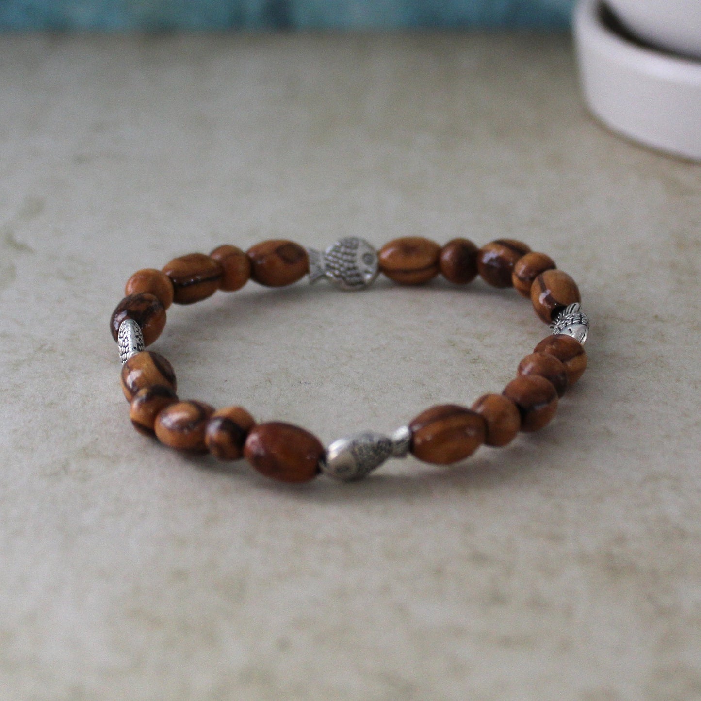 Get Two Handmade Olive Wood Beads Bracelet, Made in the Holy Land Jerusalem, Wooden Bracelet for Woman/Men, Religious Confirmation gift