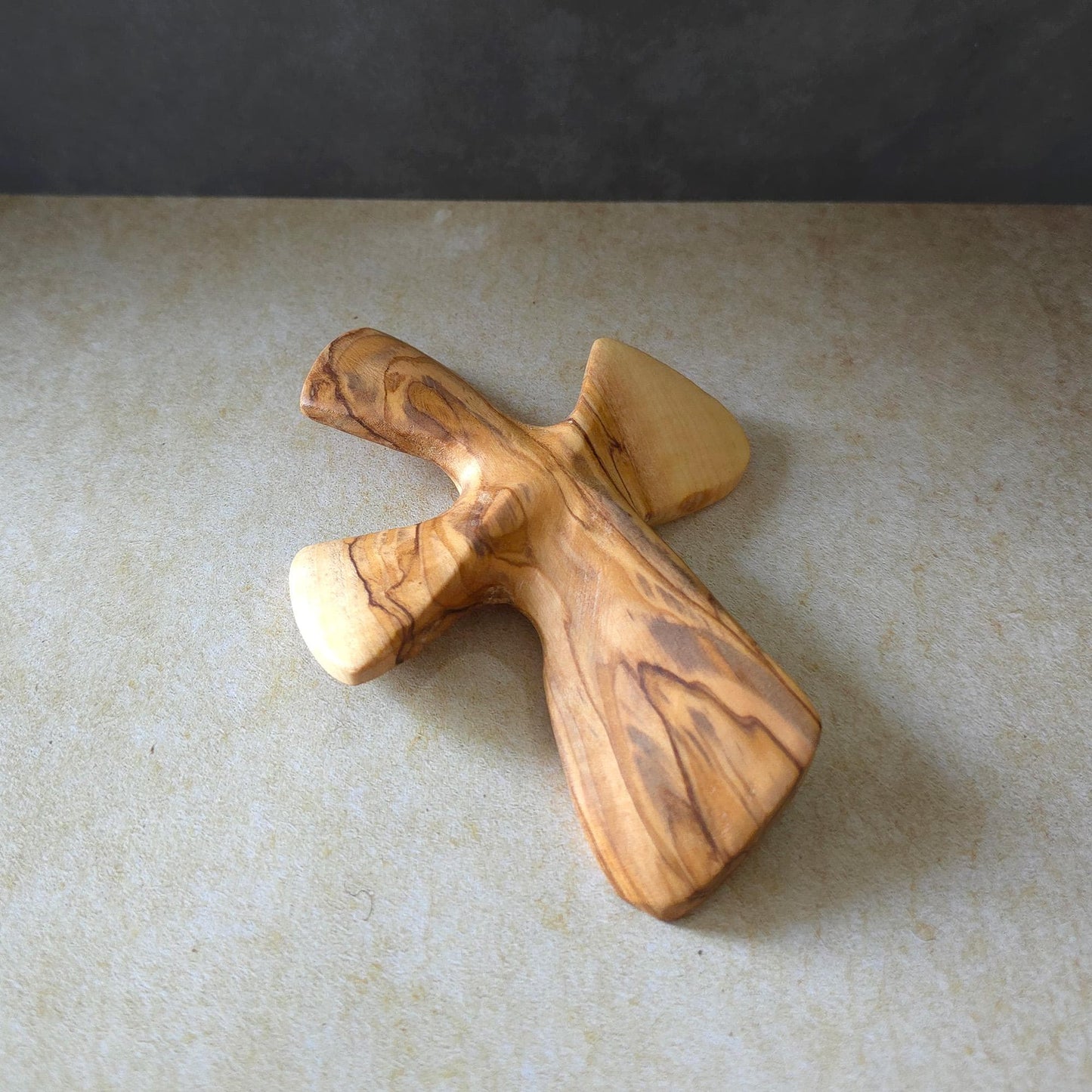4.7" Olive Wood Hand Held Praying Cross. Holding Healing Cross. Prayer Cross From the Holy Land. Christian Gifts, Confirmation, Communion