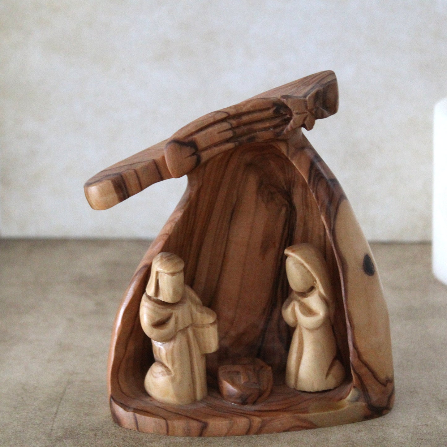 Divine Artistry: A Religious Gift & Wood Nativity Sculpture for Altars - Handcrafted Tiny Nativity Scene with Timeless Elegance
