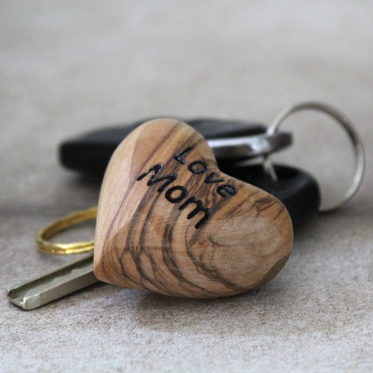 Sentiments from Jerusalem | Personalized Olive Wood Heart Keyring | Handcrafted Gift of Faith | Holy Land Connection | Drive Safe Keyring