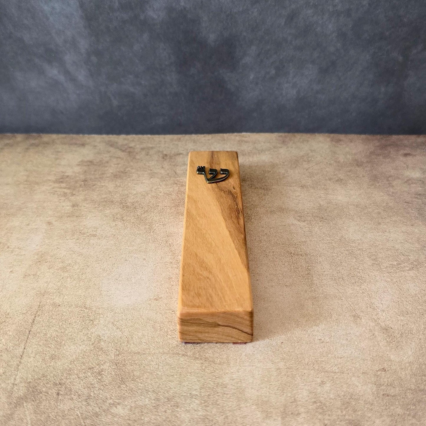 5.5" / 14cm Natural Olive Wood Mezuzah - Bronze Hebrew Shin Letter & Scroll Included - Wedding Gift - Traditional Home Protection
