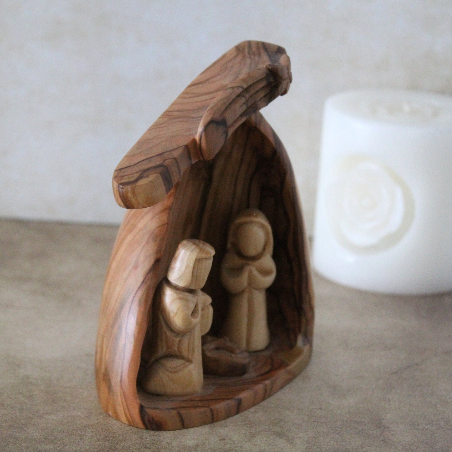 Divine Artistry: A Religious Gift & Wood Nativity Sculpture for Altars - Handcrafted Tiny Nativity Scene with Timeless Elegance