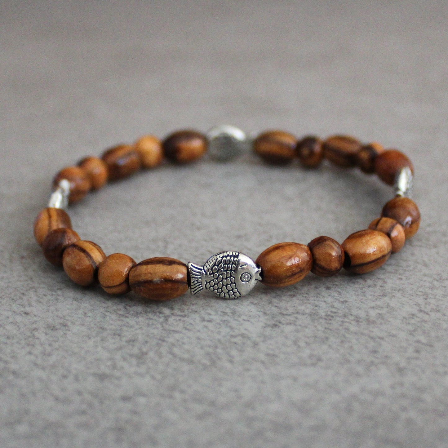 Get Two Handmade Olive Wood Beads Bracelet, Made in the Holy Land Jerusalem, Wooden Bracelet for Woman/Men, Religious Confirmation gift