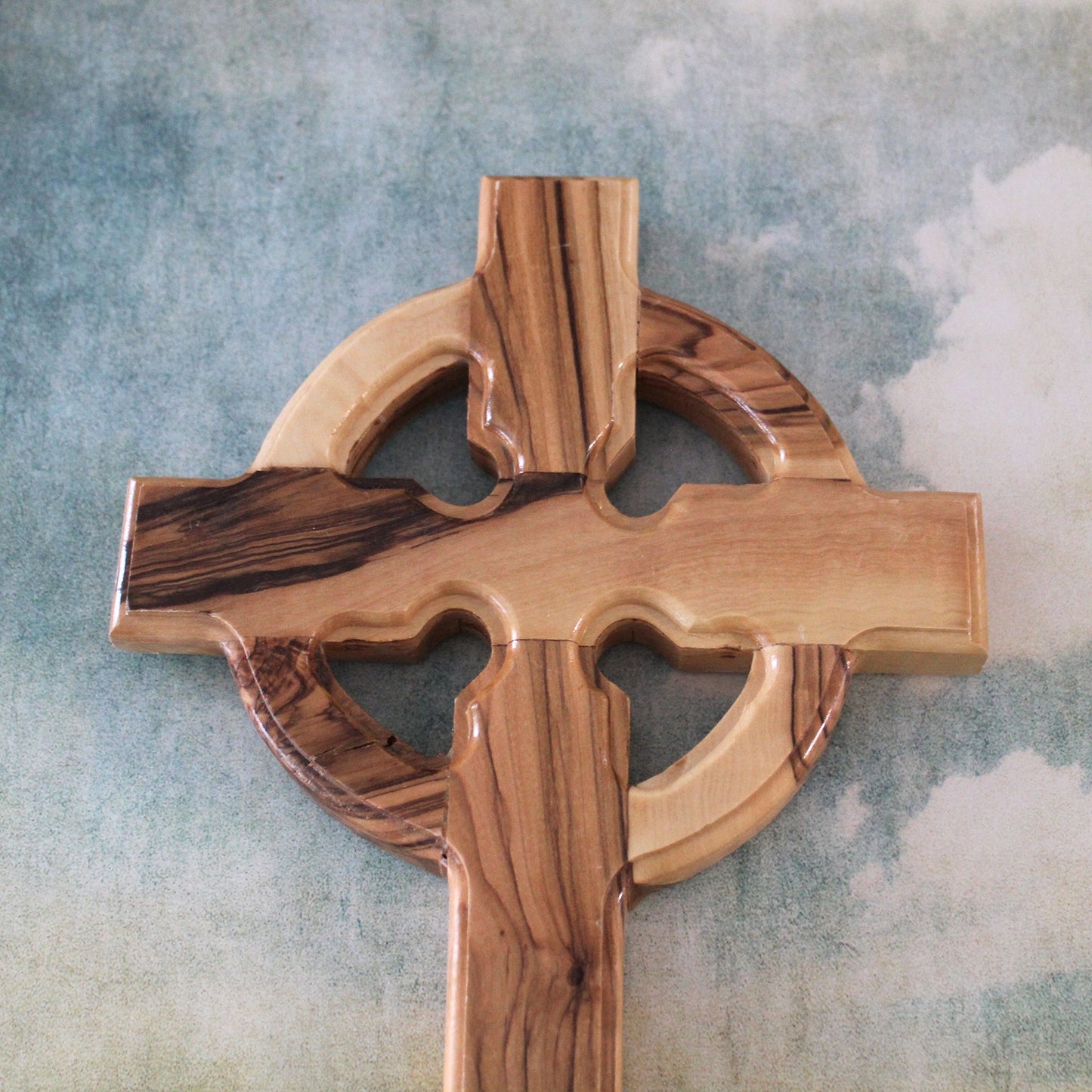 9.5” Olive Wood Celtic Cross Wall Hanging, Irish Symbol of Eternity & Infinite Love Made in Jerusalem the Holy Land. Irish Cross Wall Décor