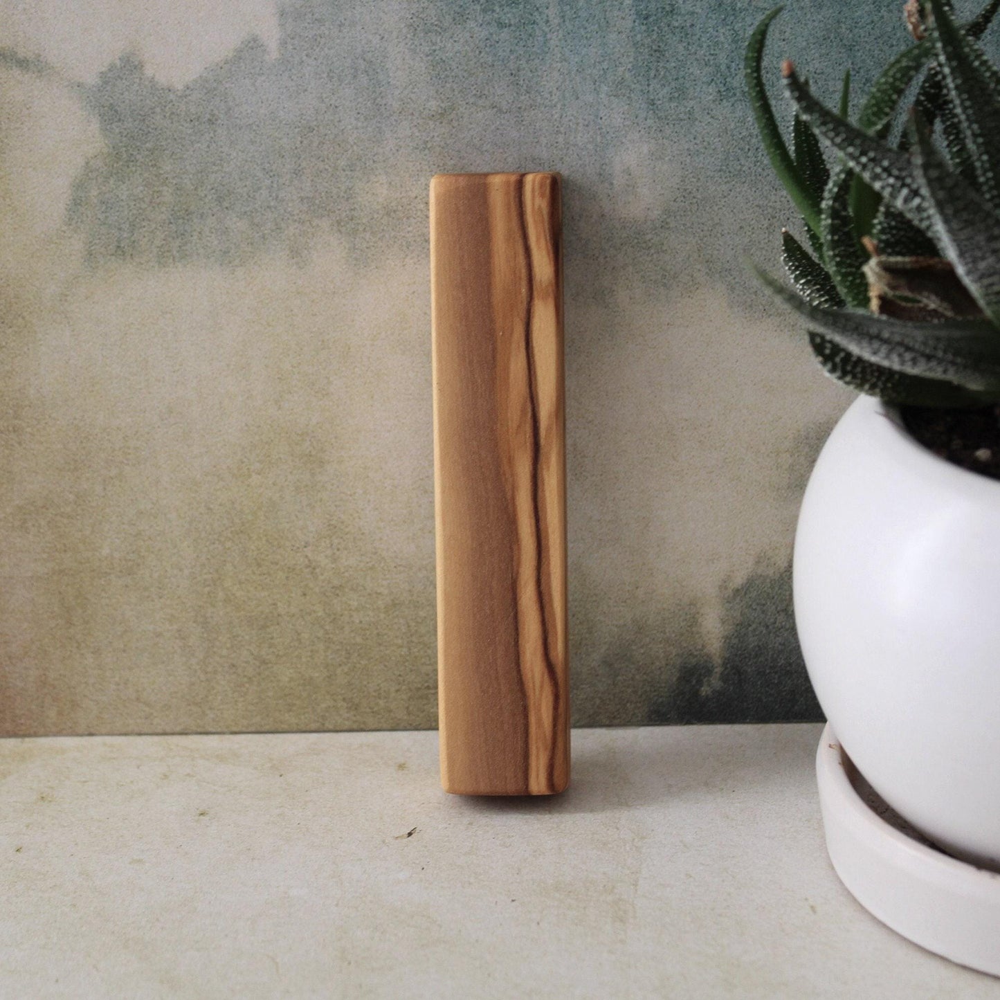 10cm, Small Olive Wood Mezuzah Case from Israel, Gift for Jewish Housewarming.