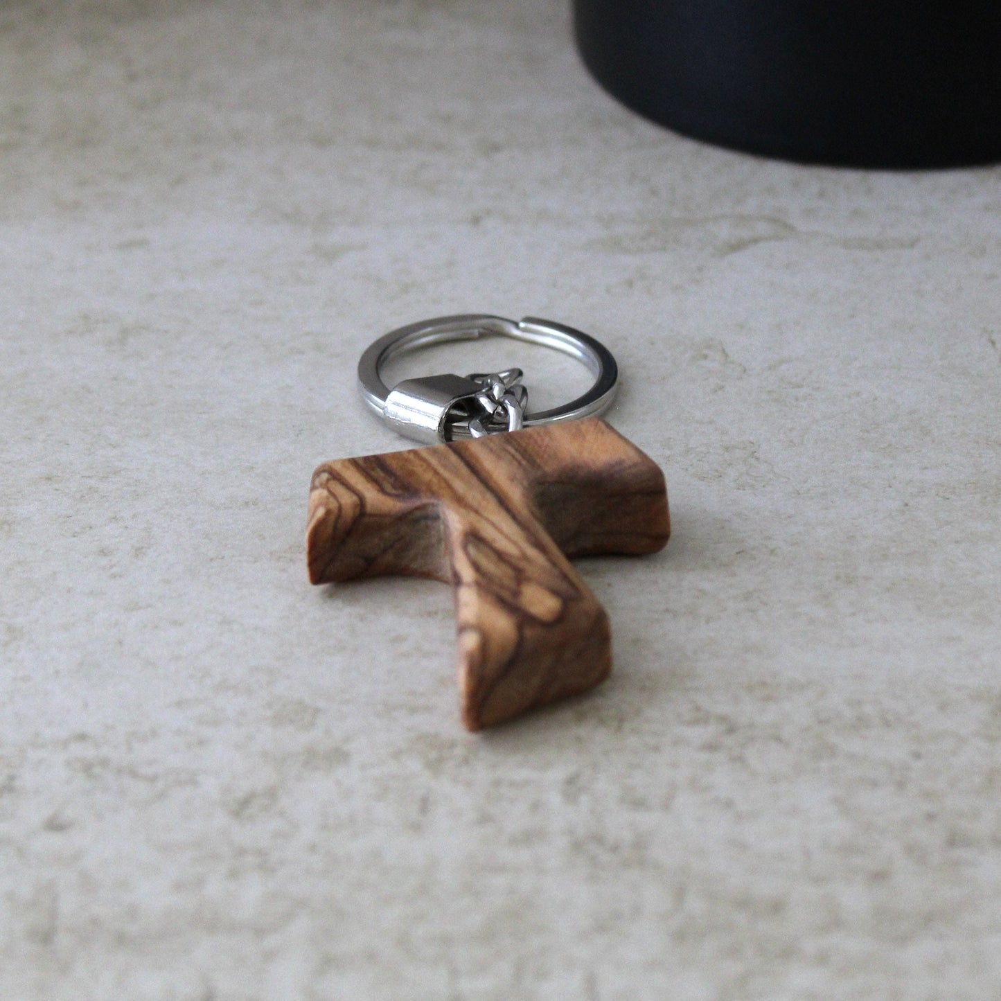Two Handmade Tau Cross Keychain, Olive Wood Christian Keychain, Made in Jerusalem Holy Land, Wooden Cross Unique Keychain Gift