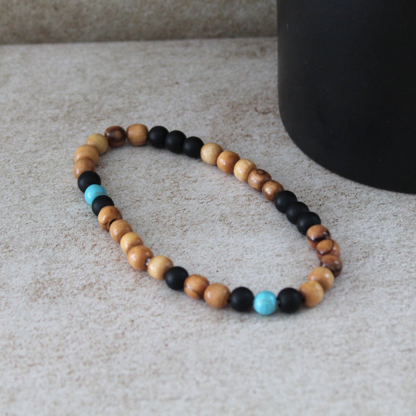 Unisex Olive Wood Beads Bracelet - Handcrafted Hebrew Protection Jewelry from Israel