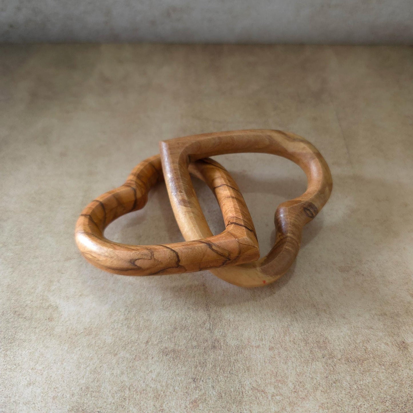 Get Two 2.7" Olive Wood Interlocking Hearts, Gifts for Her, Girlfriend, Boyfriend, Couples, Engagement, Wedding Gift, Valentine’s Day Gift