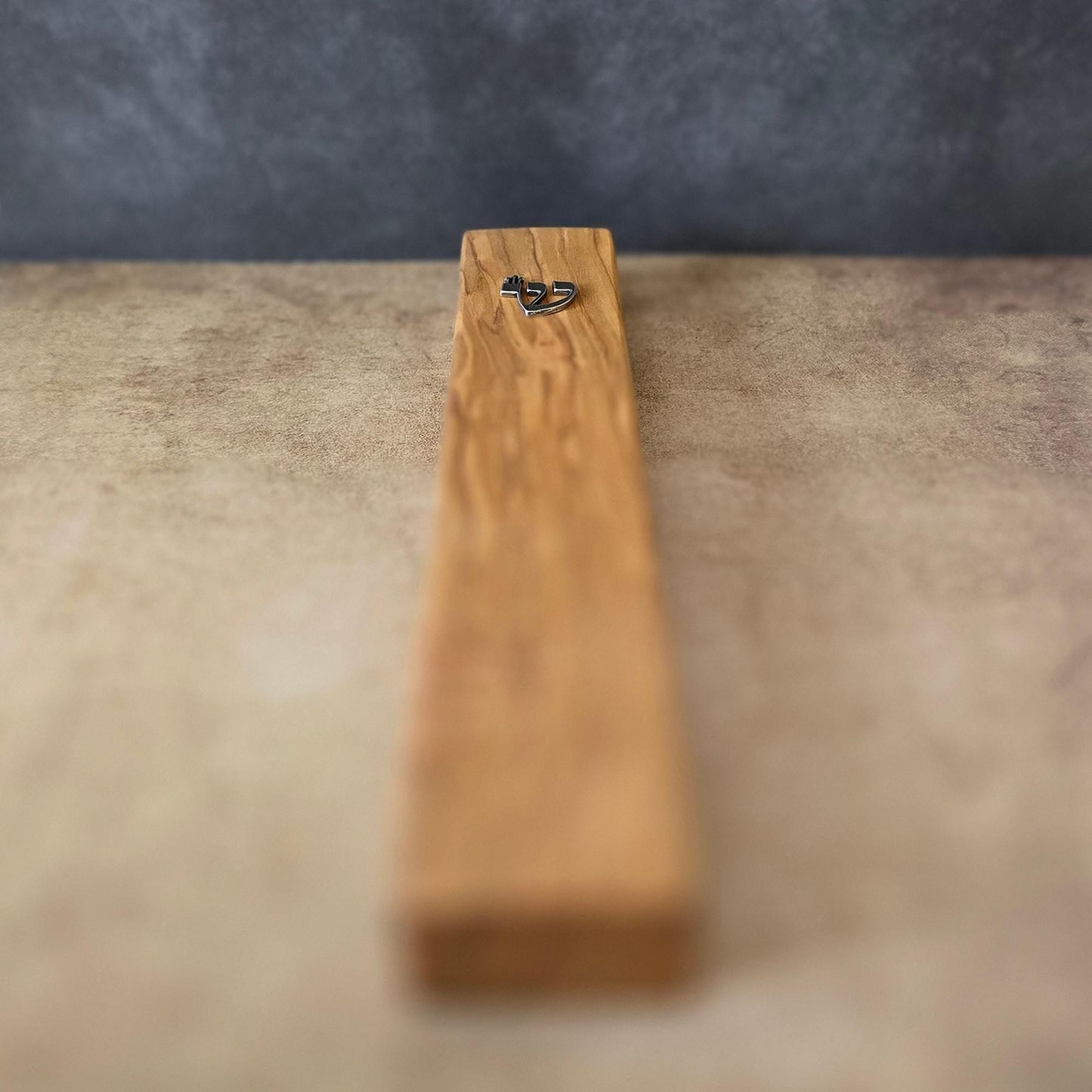 8.6" / 22cm Olive Wood Mezuzah with Silver Shin - Handcrafted Jewish Door Blessing - Perfect Housewarming Gift - Traditional Judaica