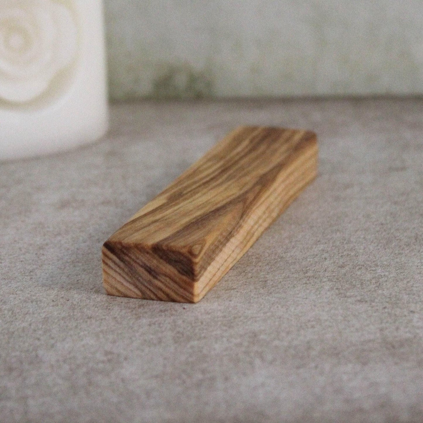 4.7" / 12cm Olive Wood Mezuzah Case & a Scroll - Elegant Jewish Doorpost Blessing - New Home Gift - Traditional Judaica Art