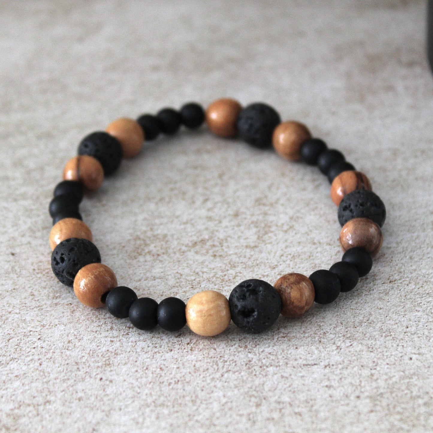 Handcrafted Olive Wood and Obsidian Bead Bracelet - Empath Protection Healing Jewelry for Women and Men, Judaica Jewelry
