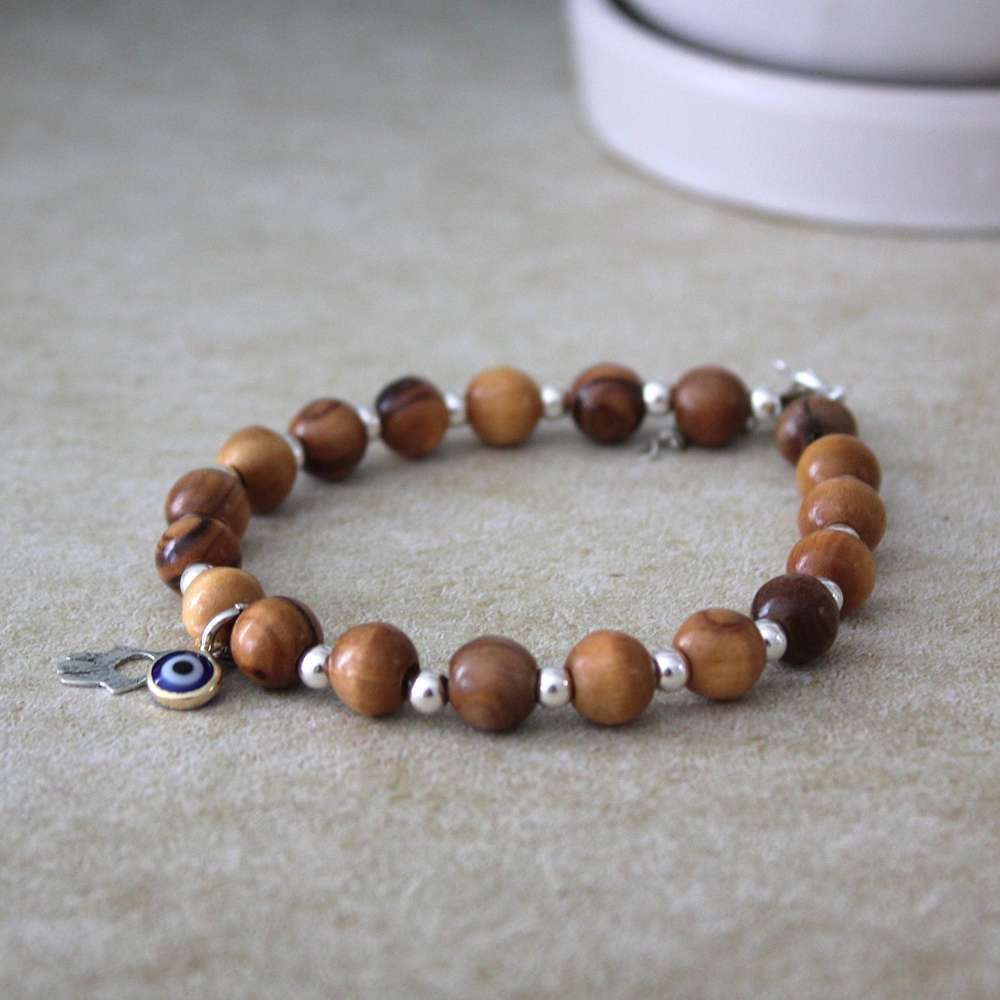 Sacred Symmetry: Vintage Filigree Hamsa Bracelet with Sterling Steel Hand and Evil Eye Amulet for Protection, Handcrafted Jewish Jewelry