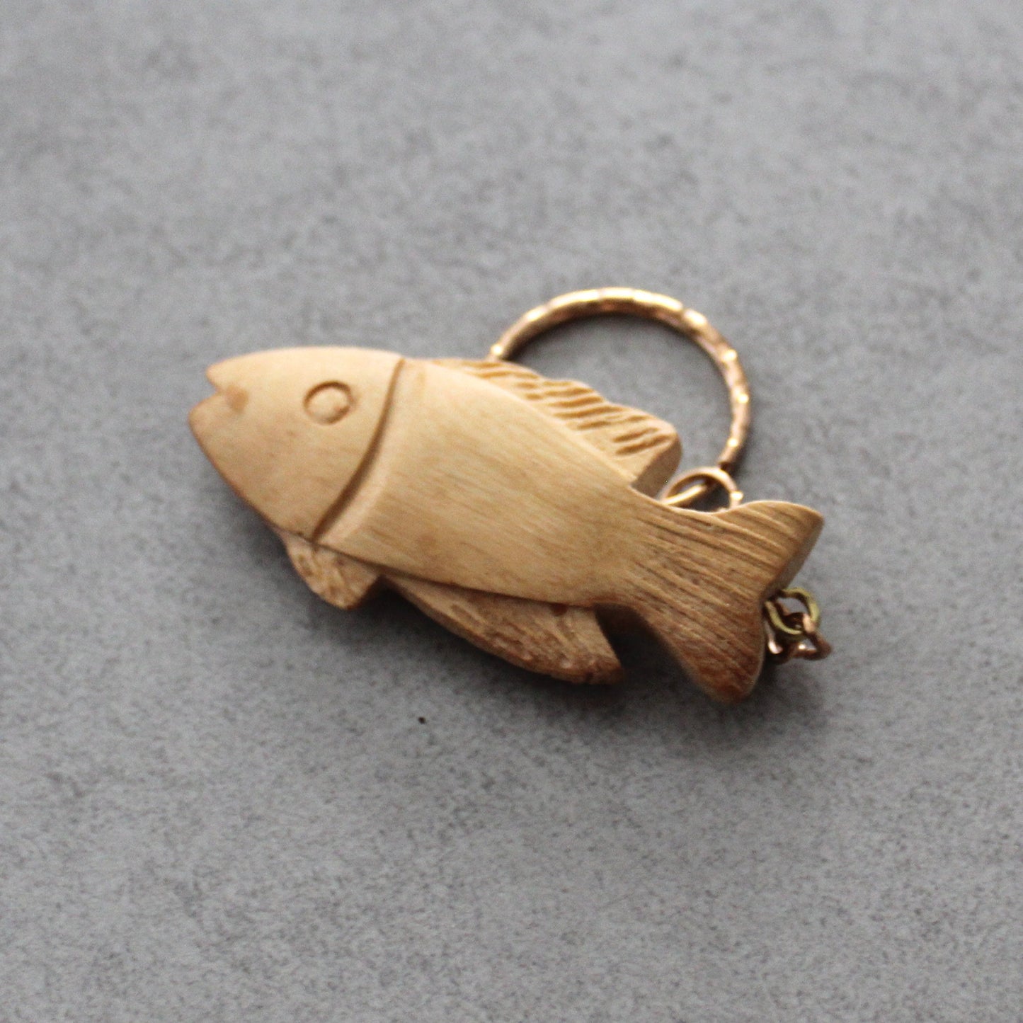 Two Wooden Fish Keychain, Olive Wood Fish Keychain, Fish Keyring for Luck, Handmade Olive Wood Keychain Carved Made in Jerusalem Holy Land