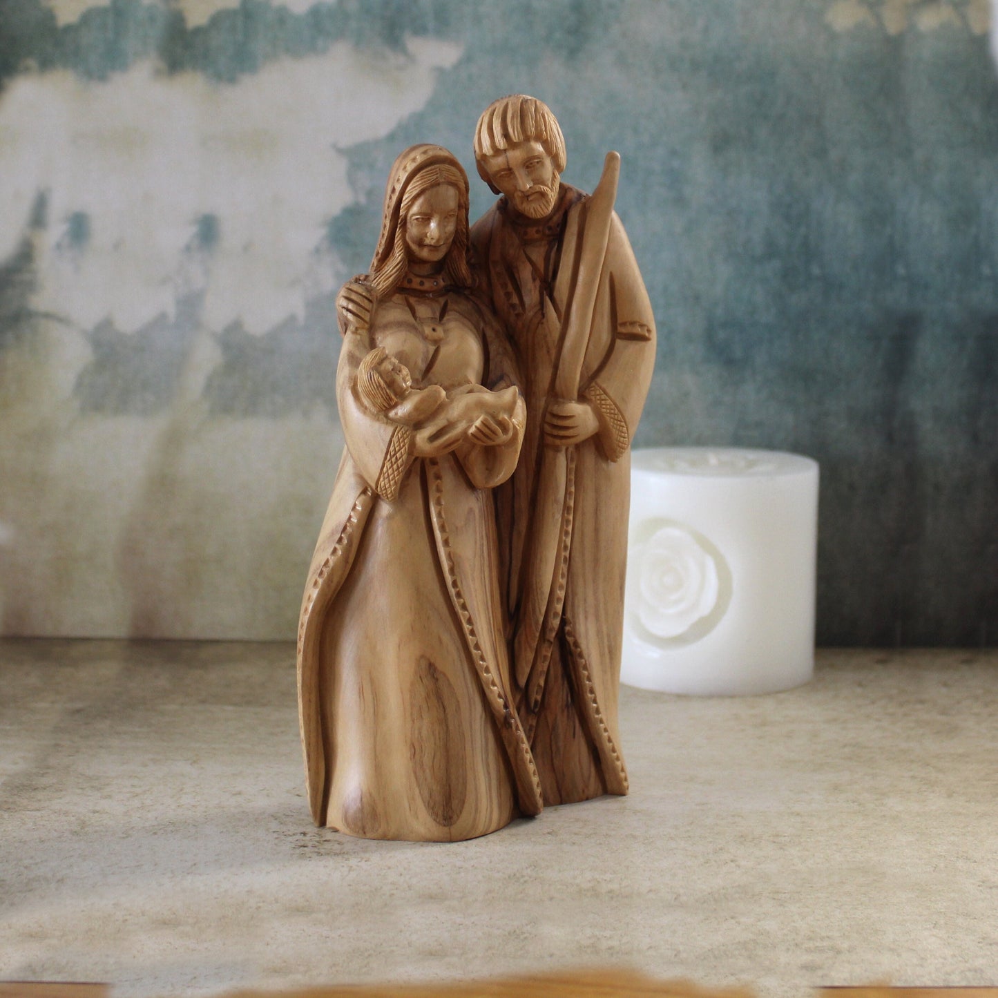 Olive Wood Sculpture of the Holy Family, Josef, Virgin Mary & Jesus, Perfect Religious Gift, Housewarming Gift, New Home Gift And Home Decor