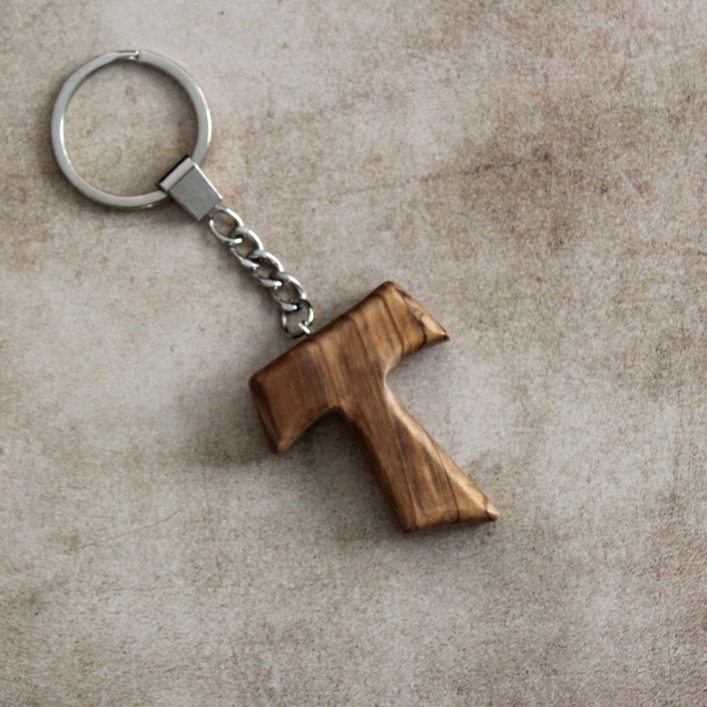 Two Handmade Tau Cross Keychain, Olive Wood Christian Keychain, Made in Jerusalem Holy Land, Wooden Cross Unique Keychain Gift