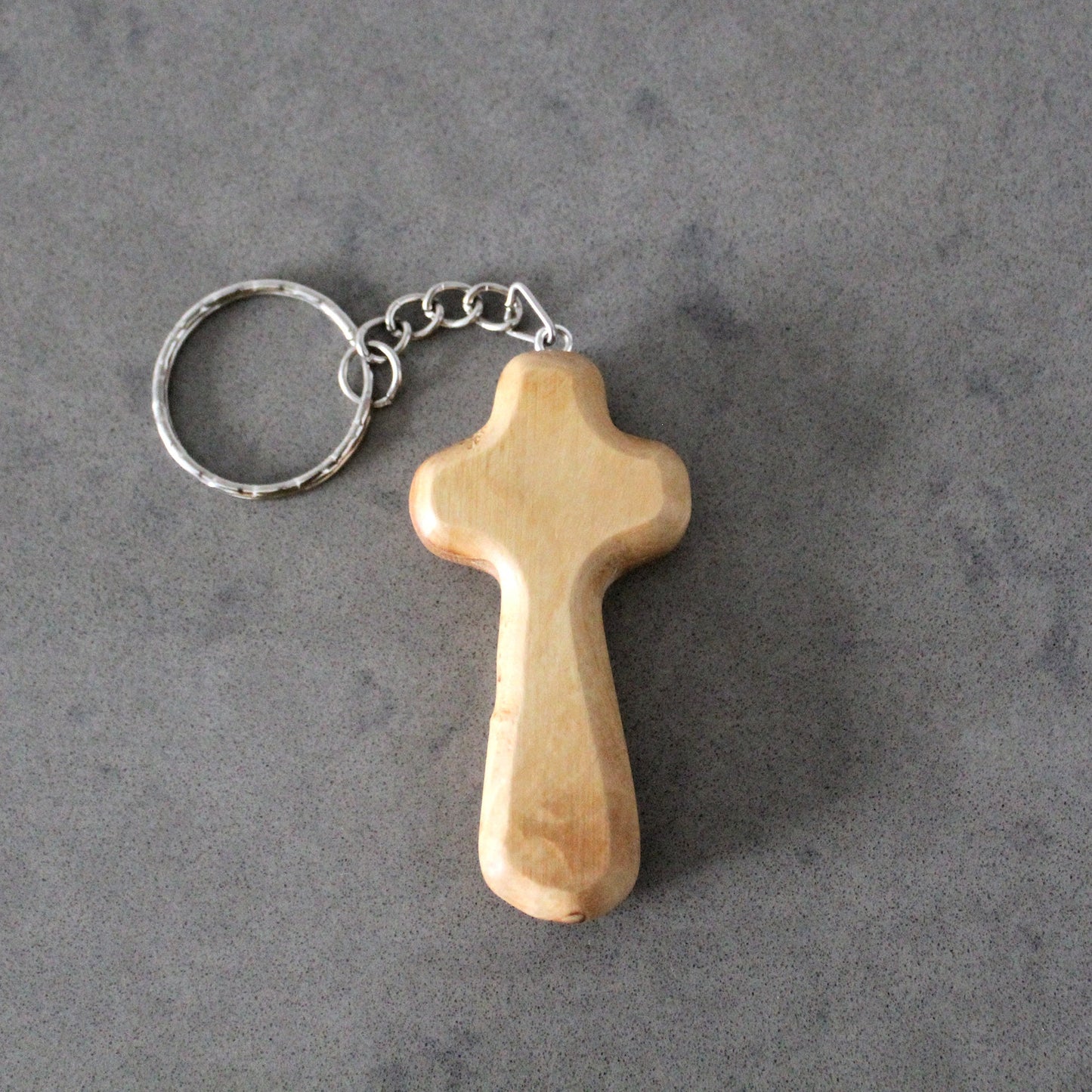 Two Christian Comfort Cross Keychain, Handmade Olive Wood Keychain Made in Jerusalem Holyland, Wooden Cross Keychain Gift, Religious gift