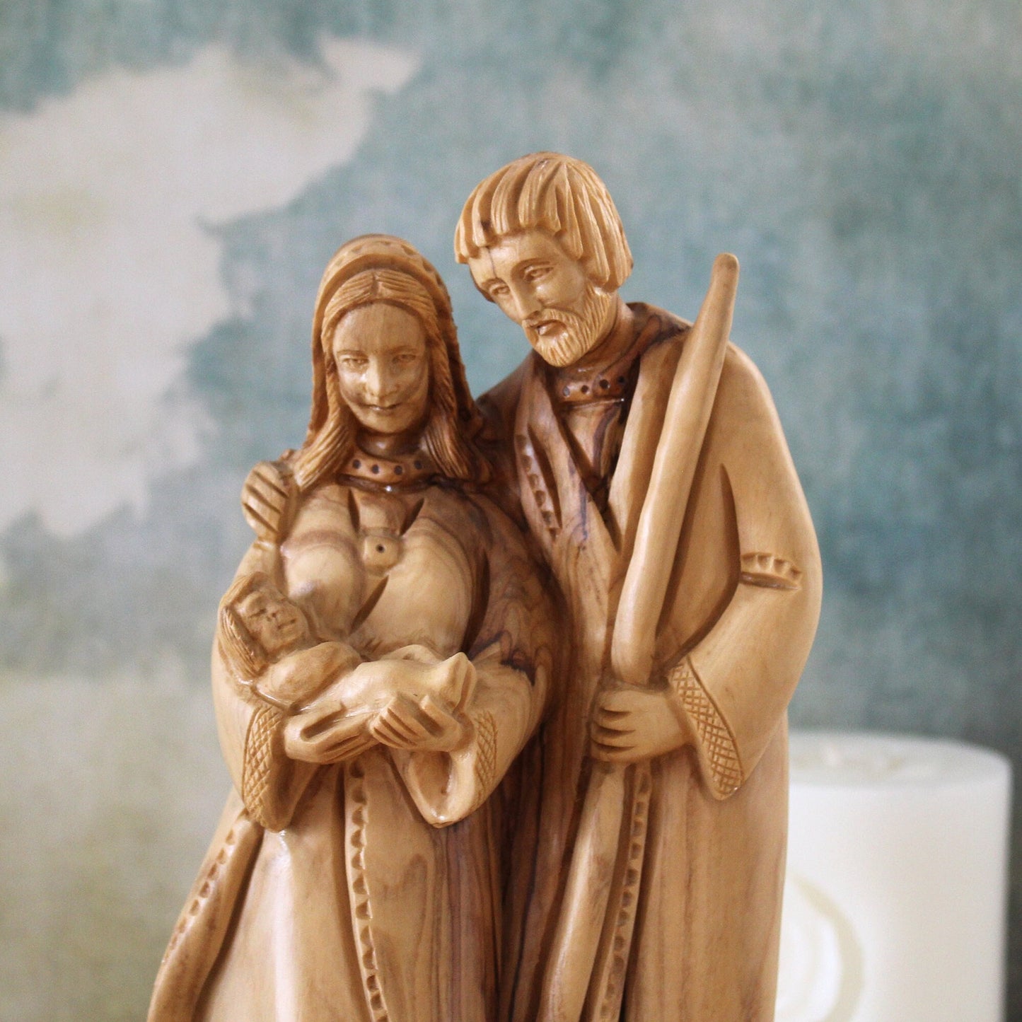 Olive Wood Sculpture of the Holy Family, Josef, Virgin Mary & Jesus, Perfect Religious Gift, Housewarming Gift, New Home Gift And Home Decor