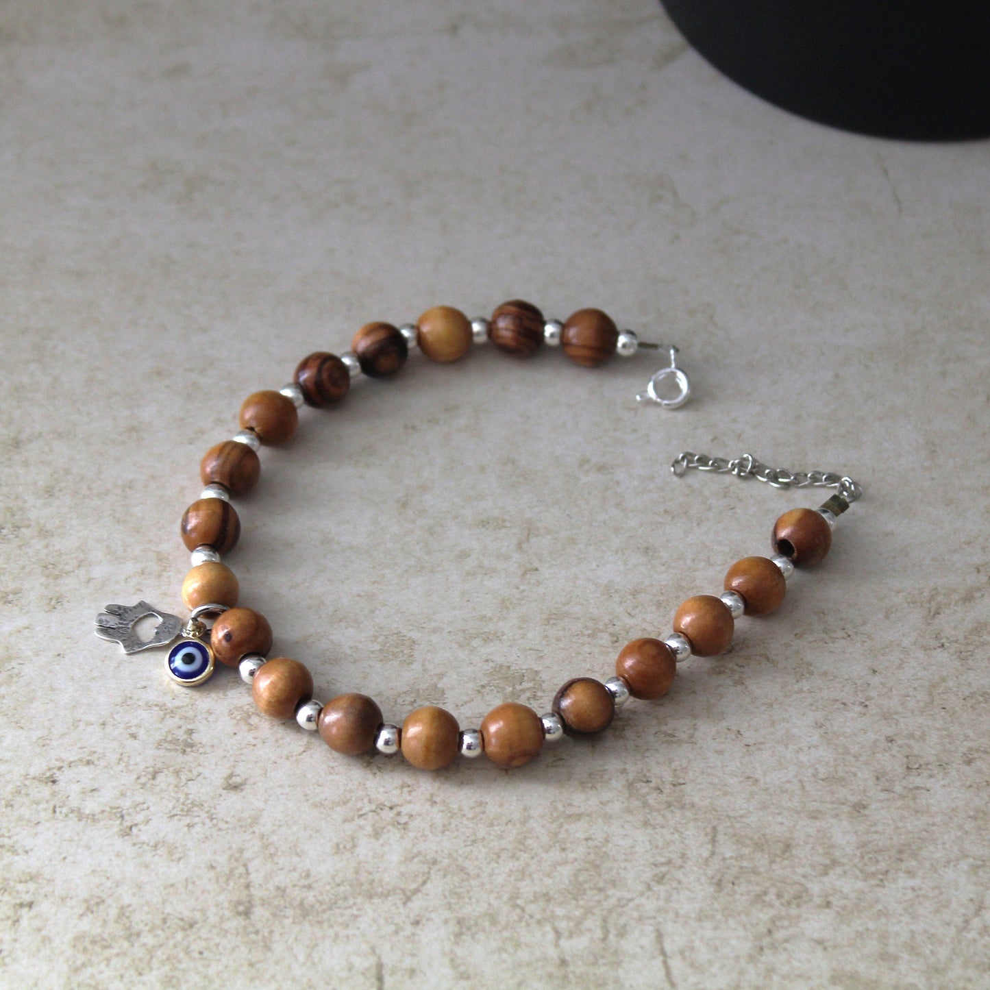 Sacred Symmetry: Vintage Filigree Hamsa Bracelet with Sterling Steel Hand and Evil Eye Amulet for Protection, Handcrafted Jewish Jewelry