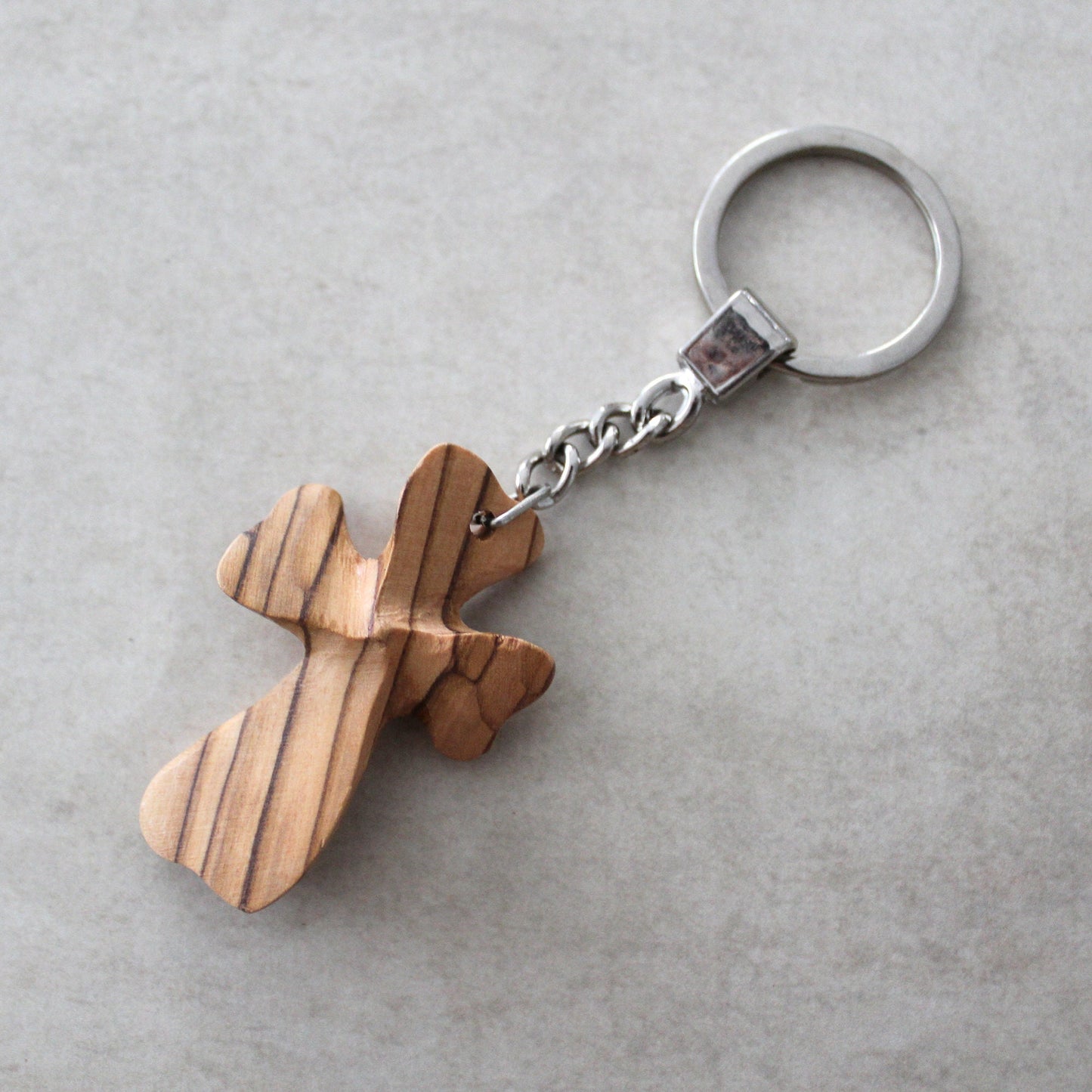Get Two Olive Wood Cross Keychain, Christian Keychain Carved Made in Jerusalem Holy Land, Authentic Hand Made Olive Wood Cross Keychain