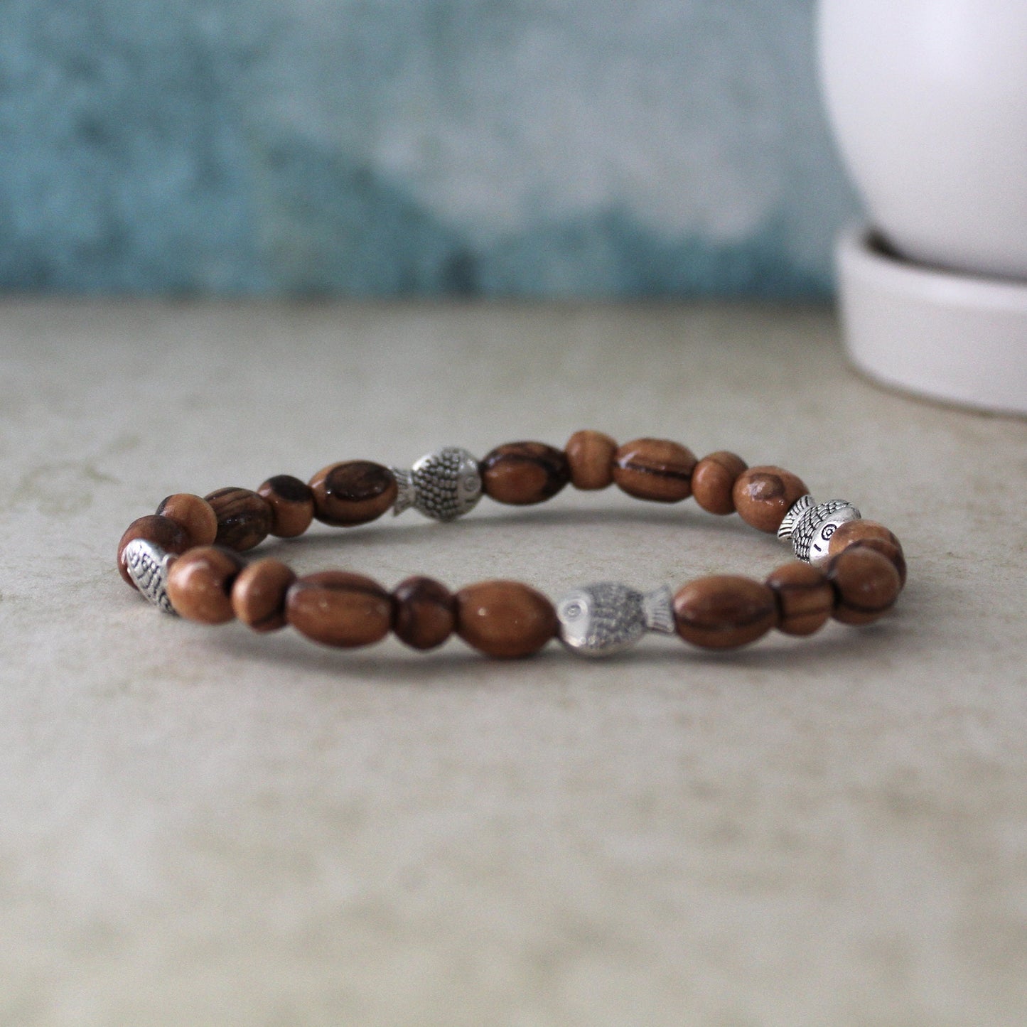 Get Two Handmade Olive Wood Beads Bracelet, Made in the Holy Land Jerusalem, Wooden Bracelet for Woman/Men, Religious Confirmation gift
