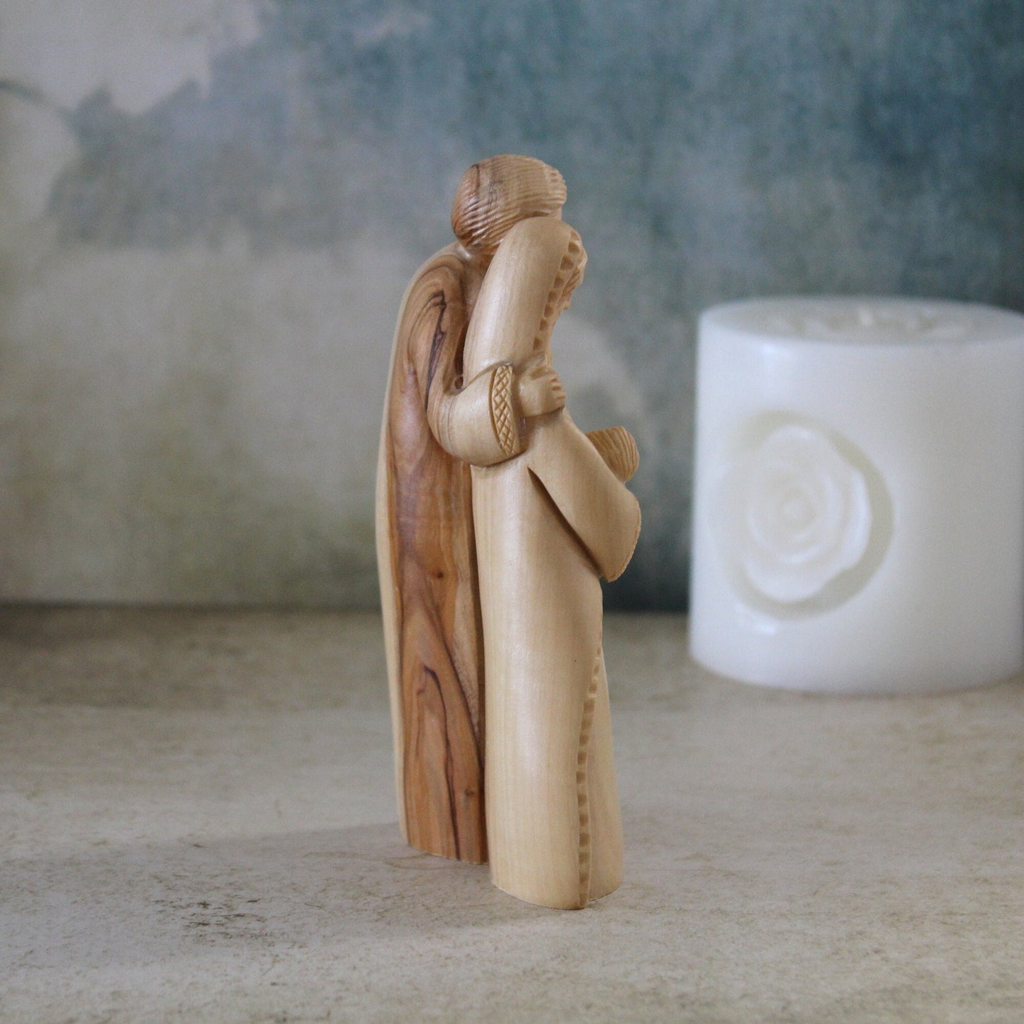 Olive Wood Holy Family, a Hand Carved Statue of Baby Jesus St Mary & Josef From Jerusalem Unique Gift From the Holy Land