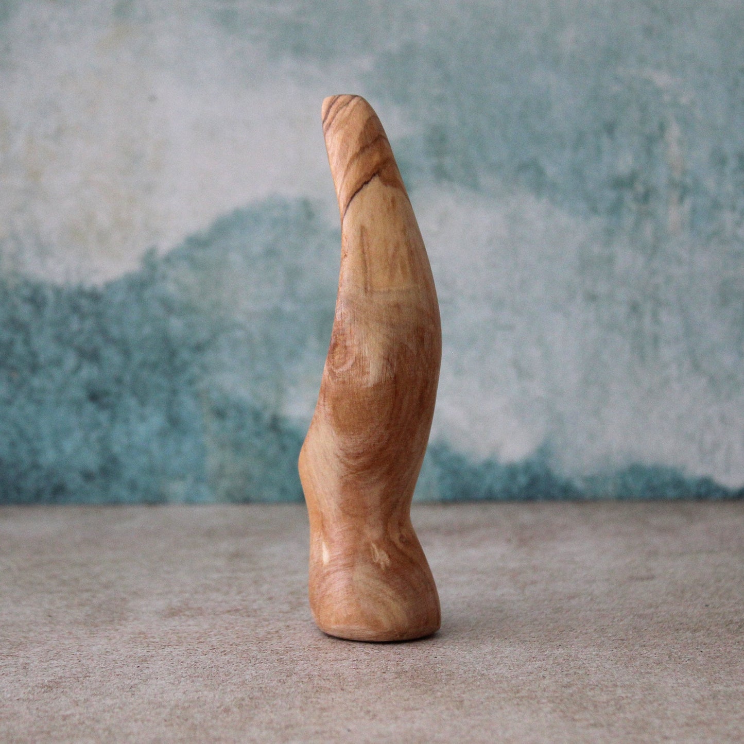 A Minimalist-Looking, Comforting Virgin Mary Statue, a Meditation Statue of Our Lady Made of Olive Wood, Hand Held St. Mary Sculpture