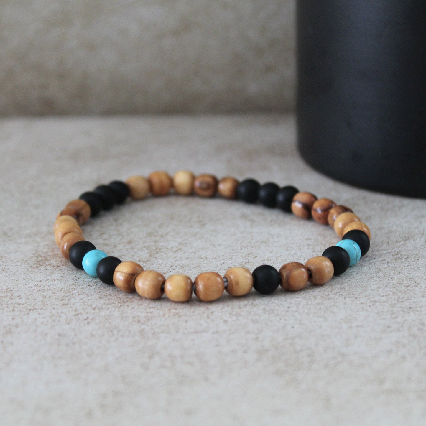 Unisex Olive Wood Beads Bracelet - Handcrafted Hebrew Protection Jewelry from Israel