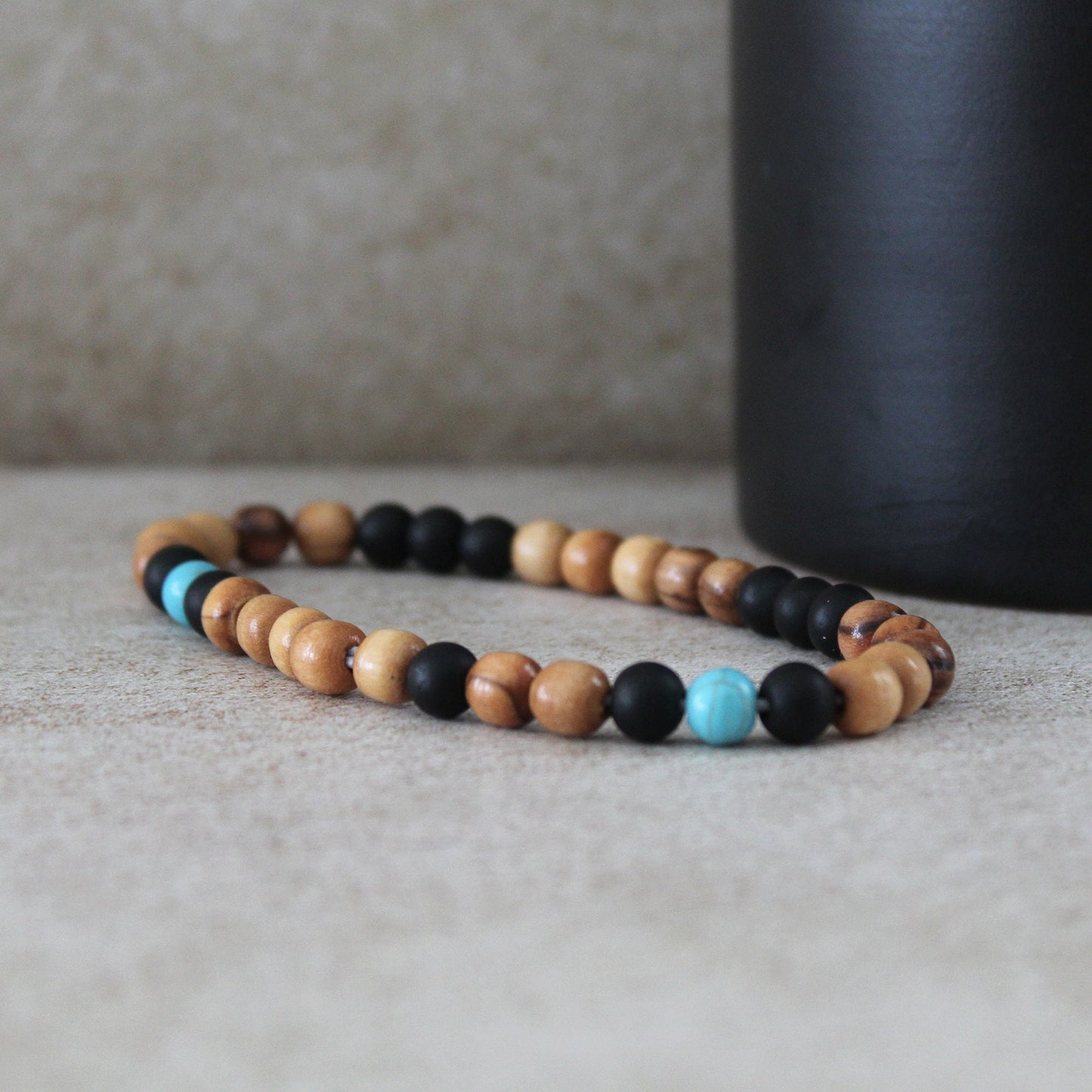 Unisex Olive Wood Beads Bracelet - Handcrafted Hebrew Protection Jewelry from Israel