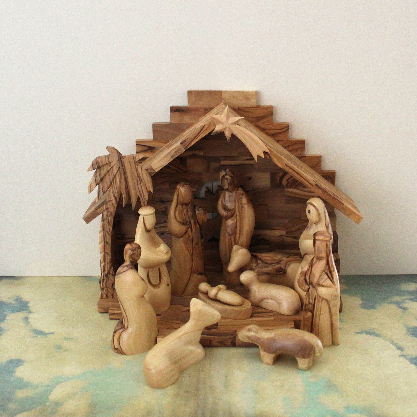12 Pieces, Handmade Olive wood Nativity Set Made in The Holy land, Home Decor Nativity Christmas Scene Gift, Religious Gift, Nativity Gift