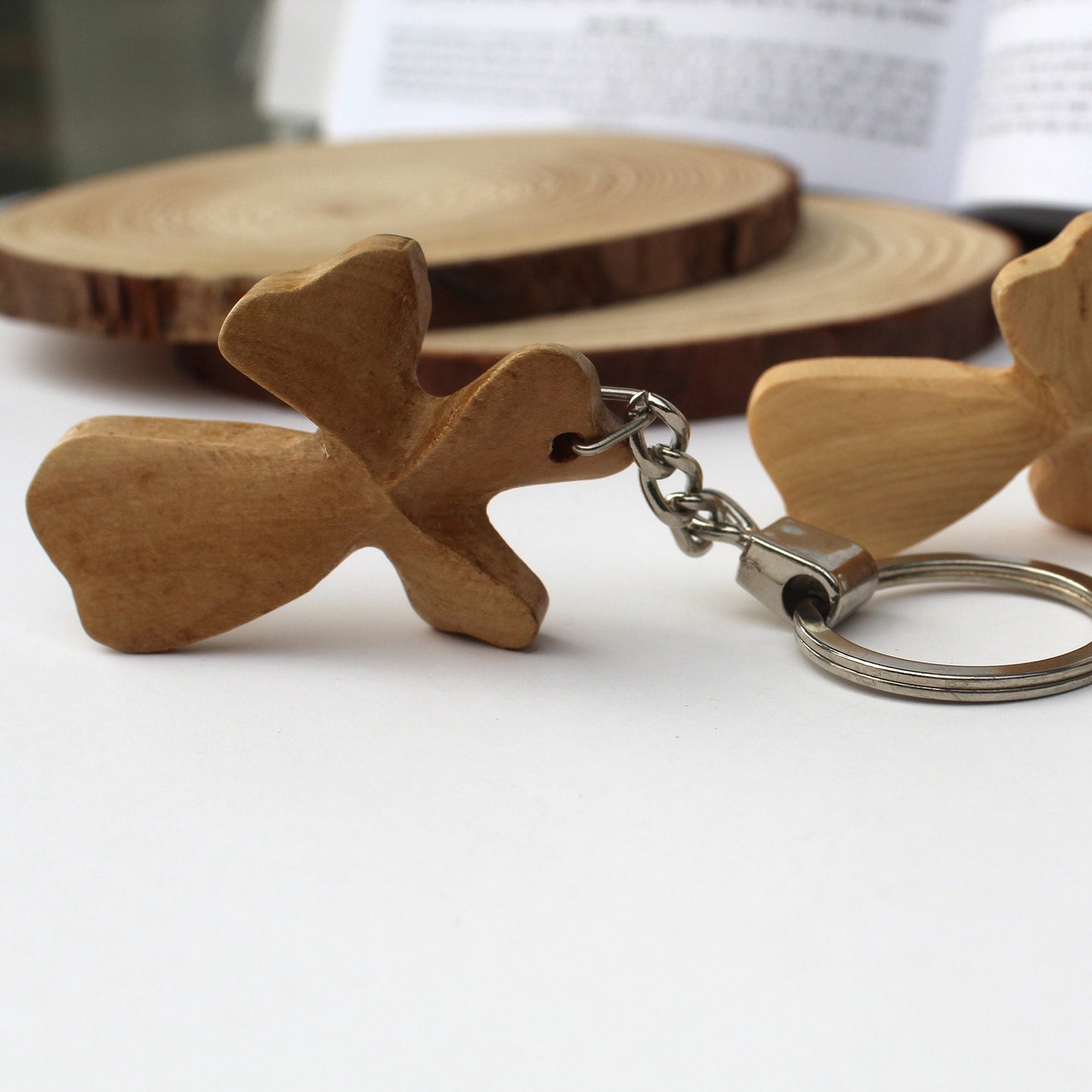 Get Two Olive Wood Cross Keychain, Christian Keychain Carved Made in Jerusalem Holy Land, Authentic Hand Made Olive Wood Cross Keychain