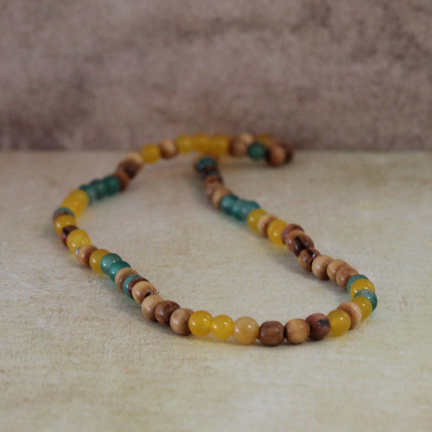 Earthy Double-Strand Stretch Bracelet, Olive Wood & Jade Beads