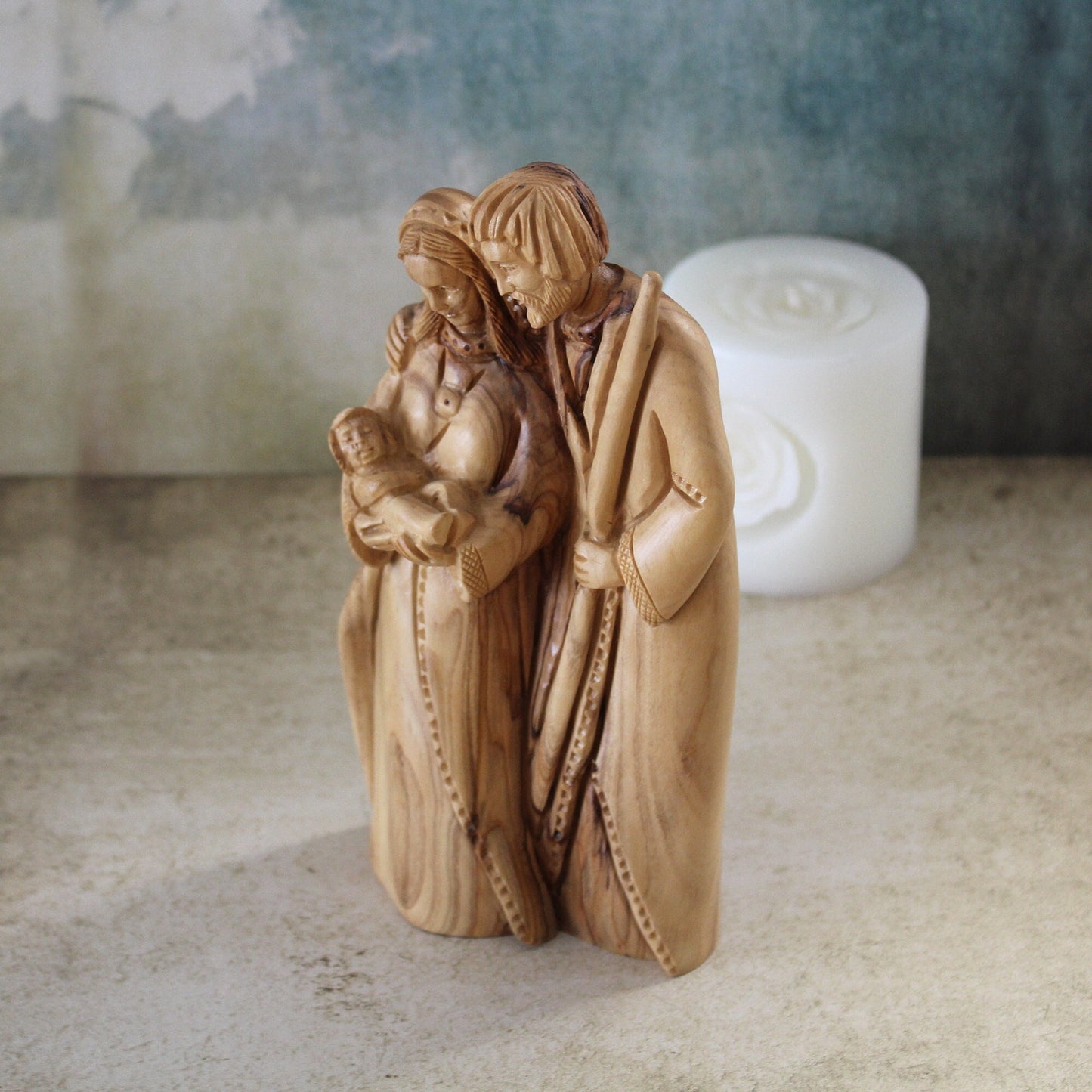 Olive Wood Sculpture of the Holy Family, Josef, Virgin Mary & Jesus, Perfect Religious Gift, Housewarming Gift, New Home Gift And Home Decor