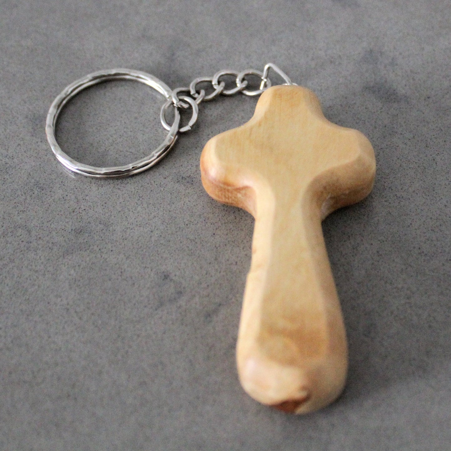 Two Christian Comfort Cross Keychain, Handmade Olive Wood Keychain Made in Jerusalem Holyland, Wooden Cross Keychain Gift, Religious gift