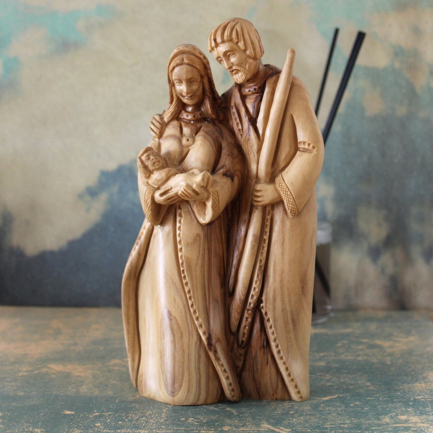 Olive Wood Sculpture of the Holy Family, Josef, Virgin Mary & Jesus, Perfect Religious Gift, Housewarming Gift, New Home Gift And Home Decor