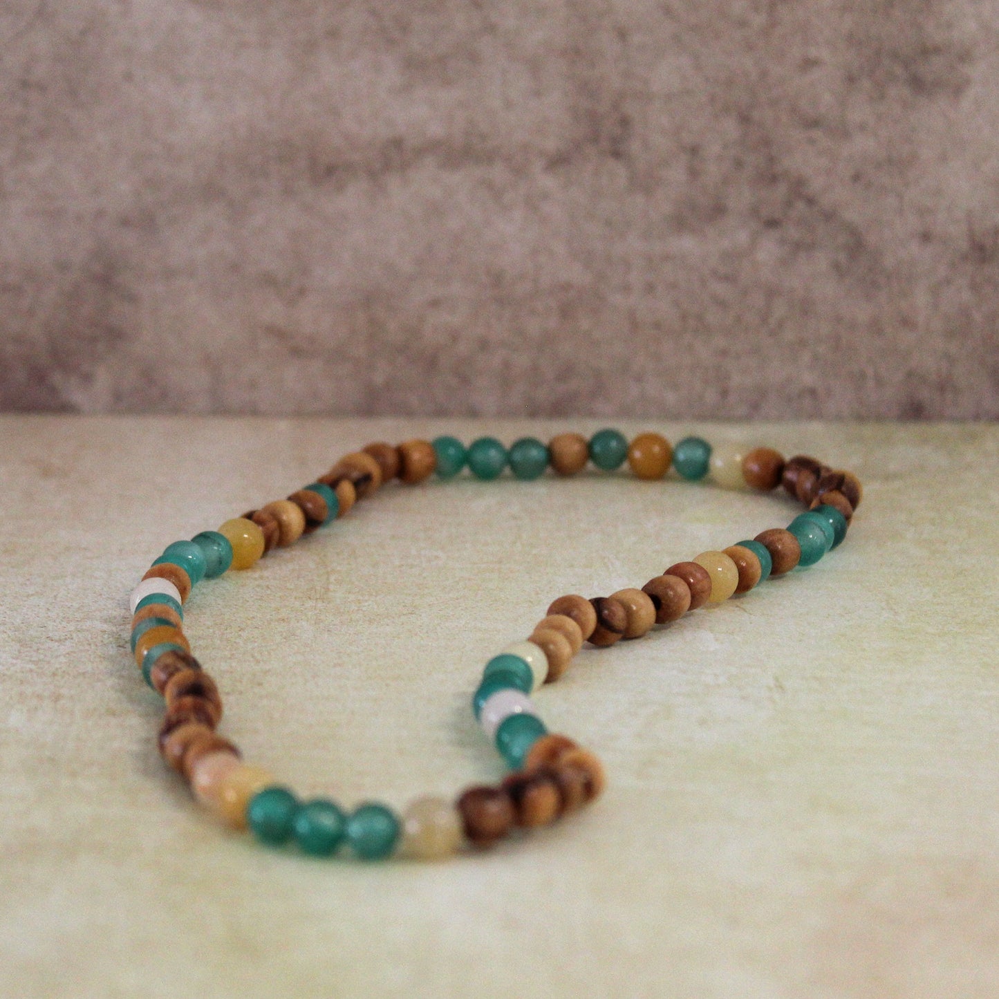 Earthy Double-Strand Stretch Bracelet, Olive Wood & A Beautiful Combination of Jade Beads