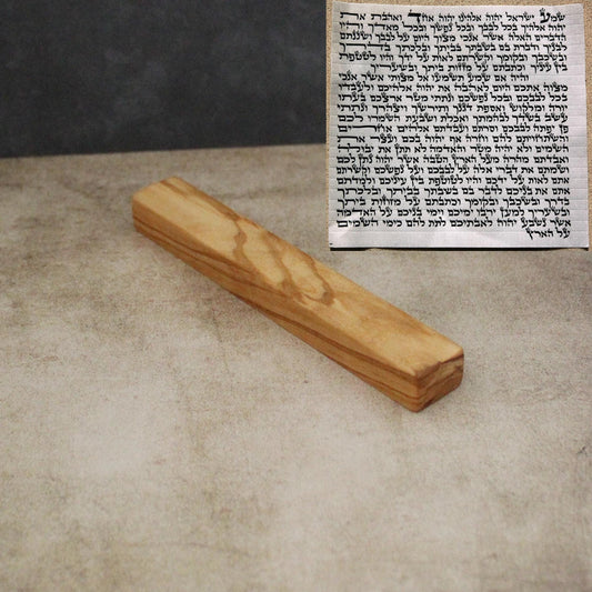 14cm / 5.5" Plain Olive Wood Mezuzah Case from Israel, Gift for Jewish Housewarming. Suitable for Scroll Size Up to 12cm / 4.72" Jewish Gift