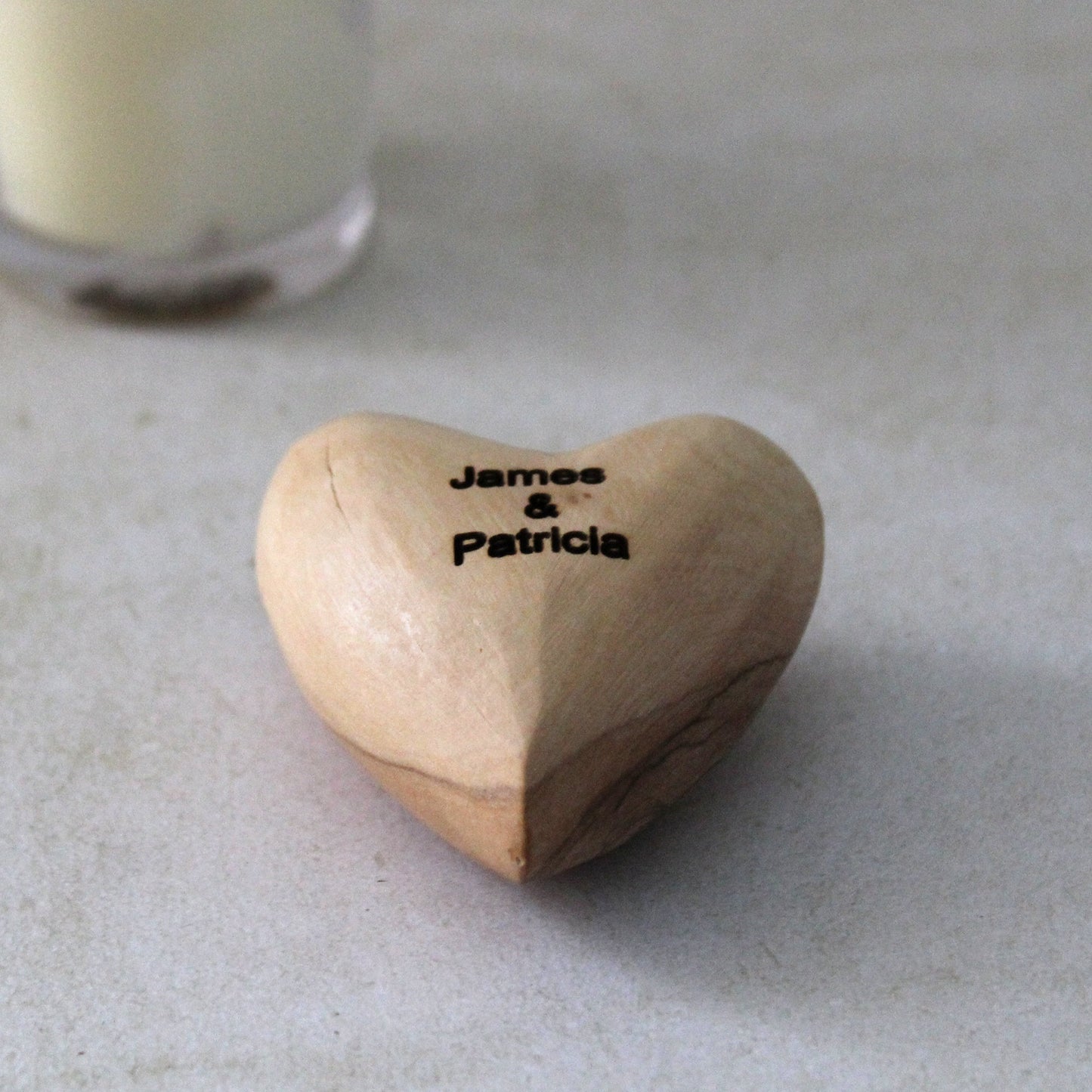 Personalized 3D Wooden Love Heart Table Decorations, Olive Wood heart shape gift, engagement, Wedding, valentines gift, wife Love