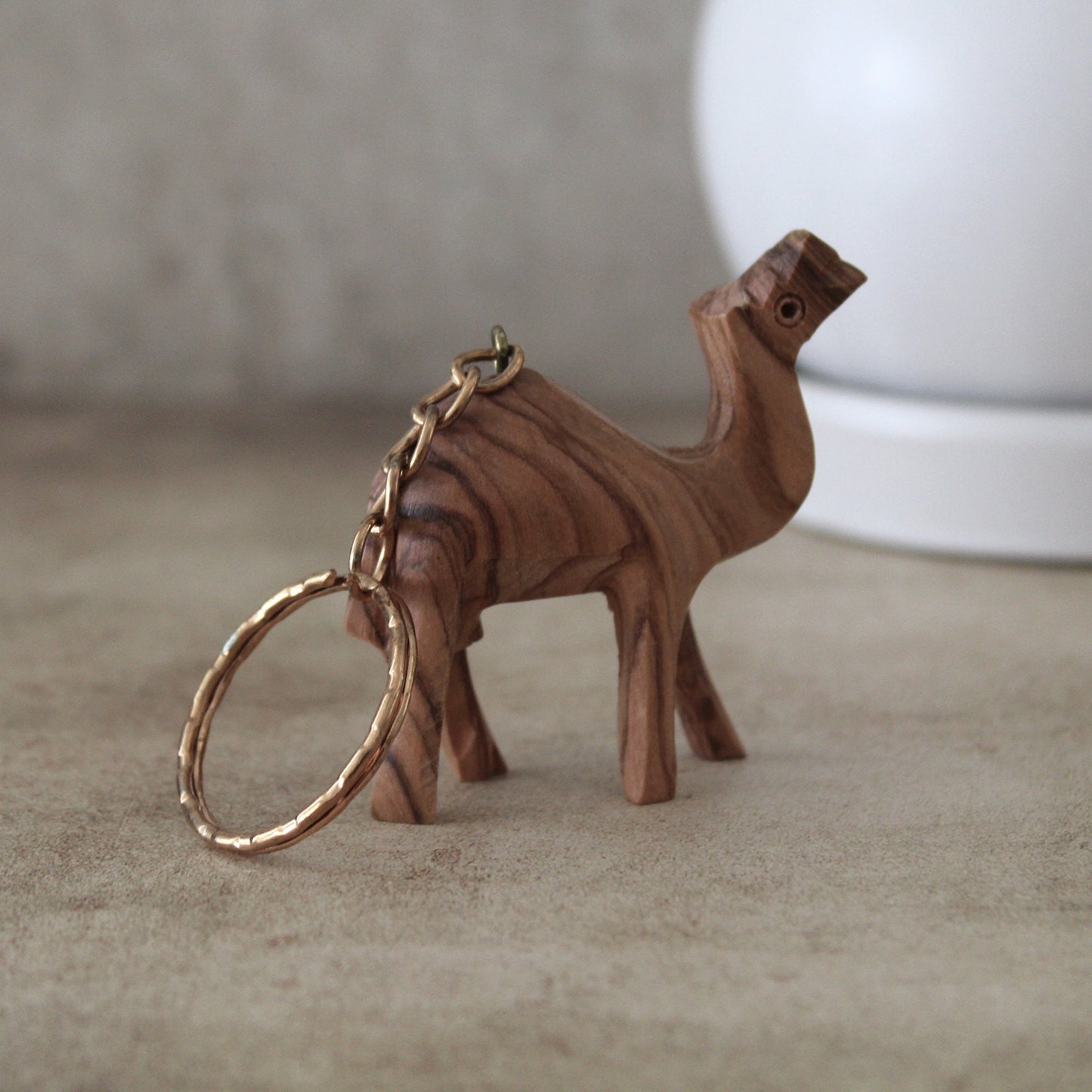 Two Olive Wood Camel Statue Keychain, Hand Carved Animal Keychain, Hand Made in Holy Land Jerusalem New Driver Keychain