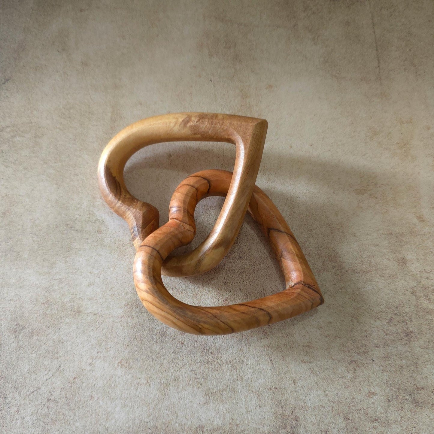Get Two 2.7" Olive Wood Interlocking Hearts, Gifts for Her, Girlfriend, Boyfriend, Couples, Engagement, Wedding Gift, Valentine’s Day Gift