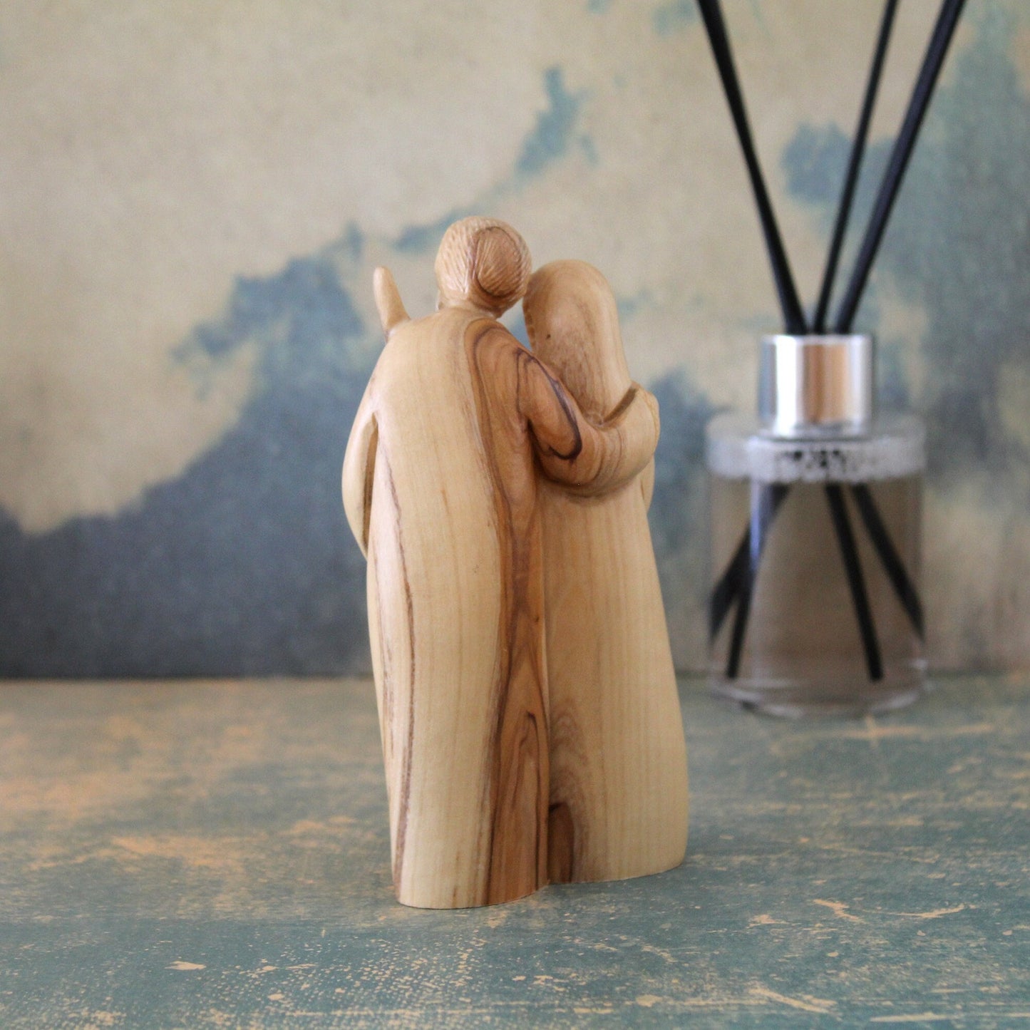 Olive Wood Holy Family, a Hand Carved Statue of Baby Jesus St Mary & Josef From Jerusalem Unique Gift From the Holy Land