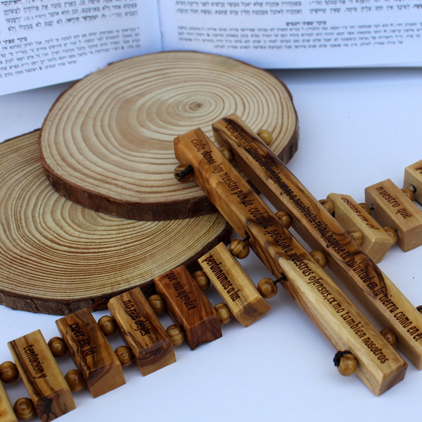 Our Father Prayer in Spanish Engraved, Handmade Olive Wood Cross Wall Hanging, Wooden Blessing Cross for Wedding and Anniversary Gift