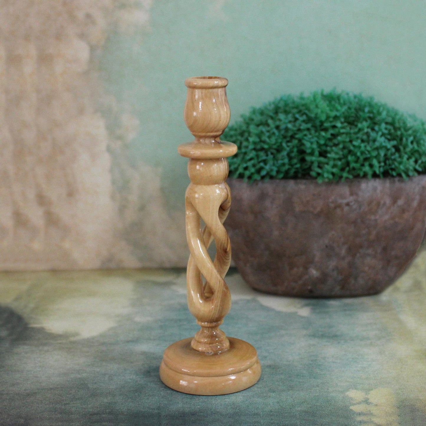 7.4" Olive Wood Candle Holder, Table Decoration, Candlestick, Wedding Candles Holder, Candle Centerpiece