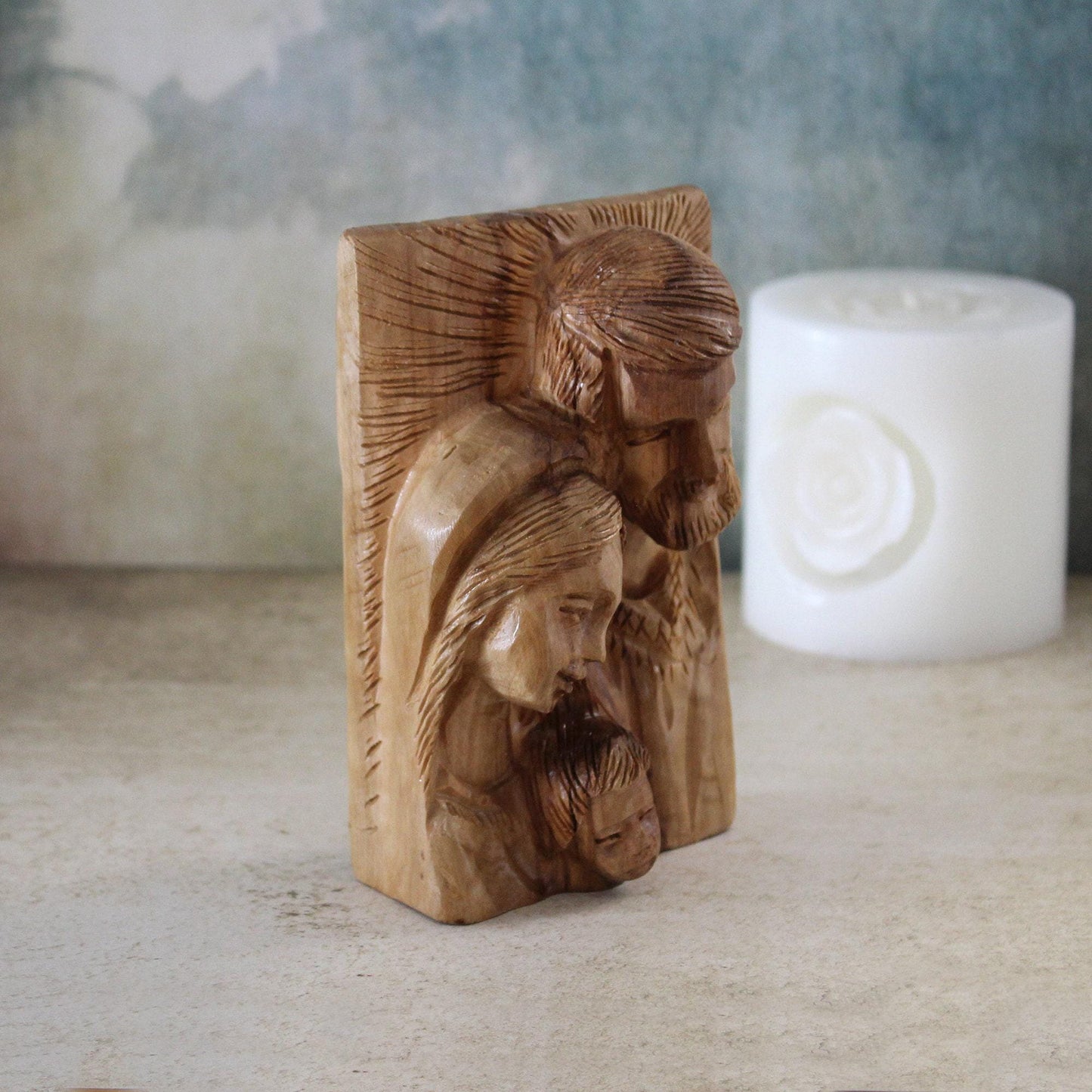 Perfect Religious Gift, Olive Wood Sculpture of the Holy Family, Josef, Virgin Mary & Jesus, Housewarming Gift, New Home Gift And Home Decor